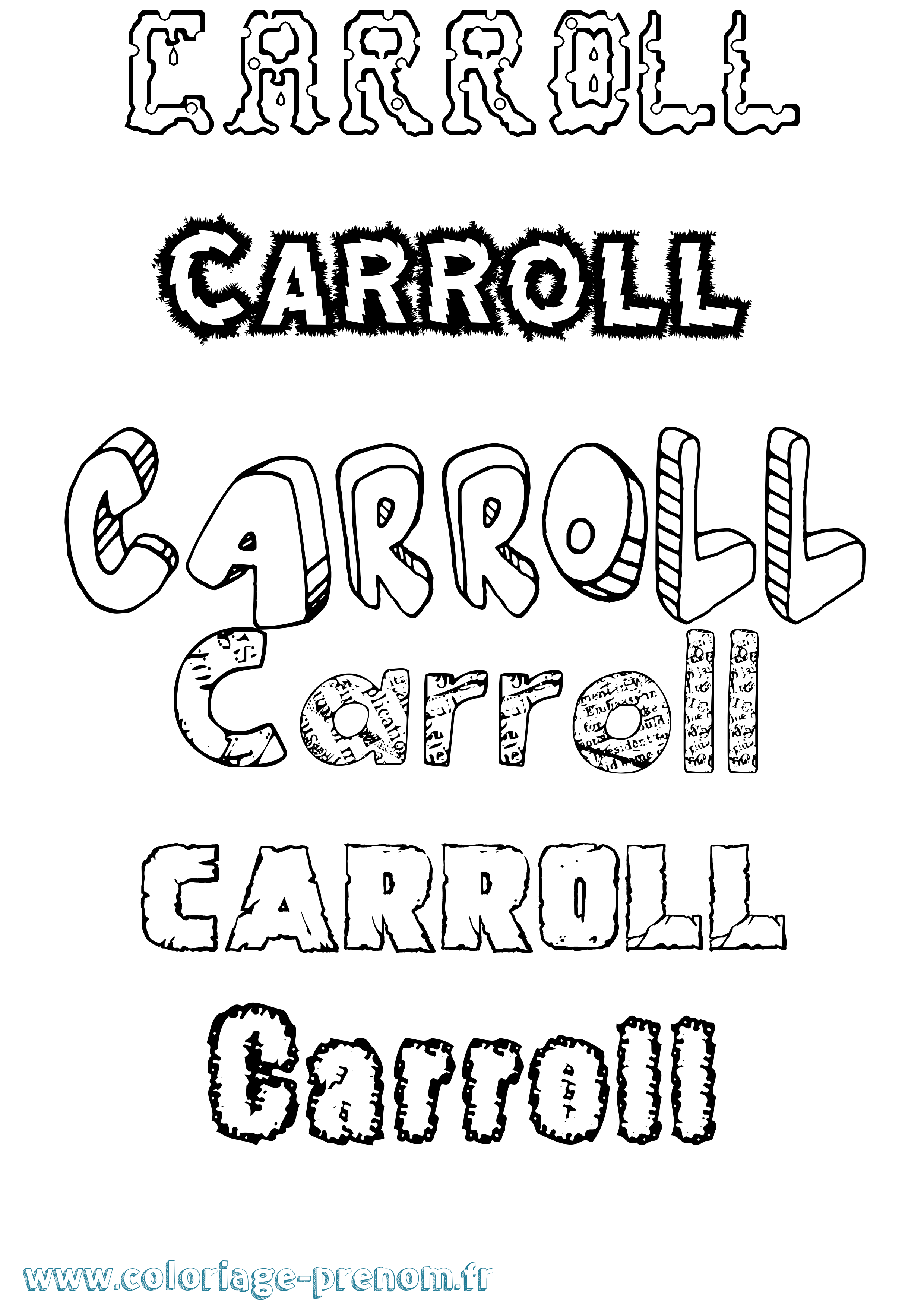 Coloriage Carroll Destructuré Coloriage prénom Carroll Destructuré