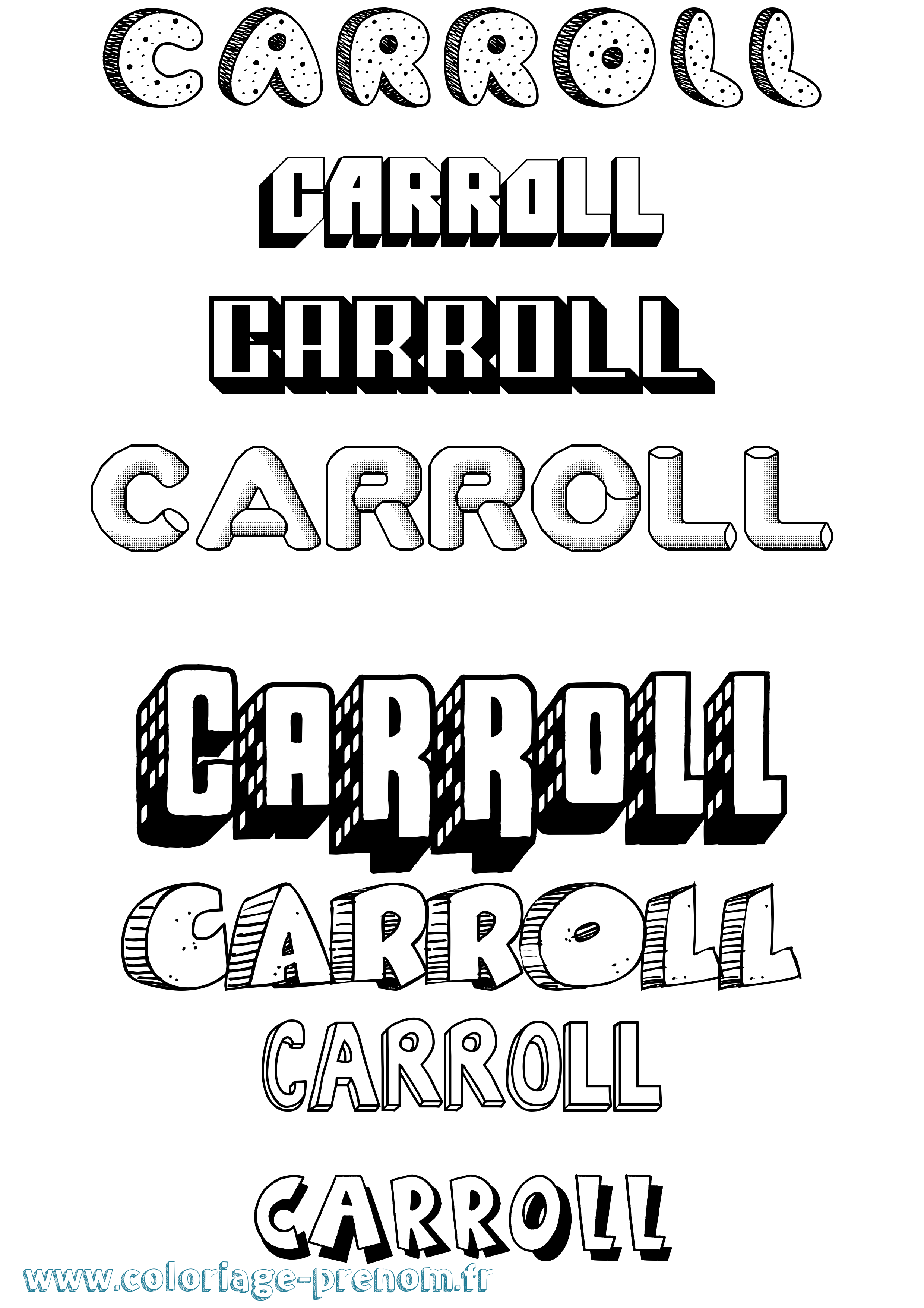 Coloriage Carroll Effet 3D Coloriage prénom Carroll Effet 3D