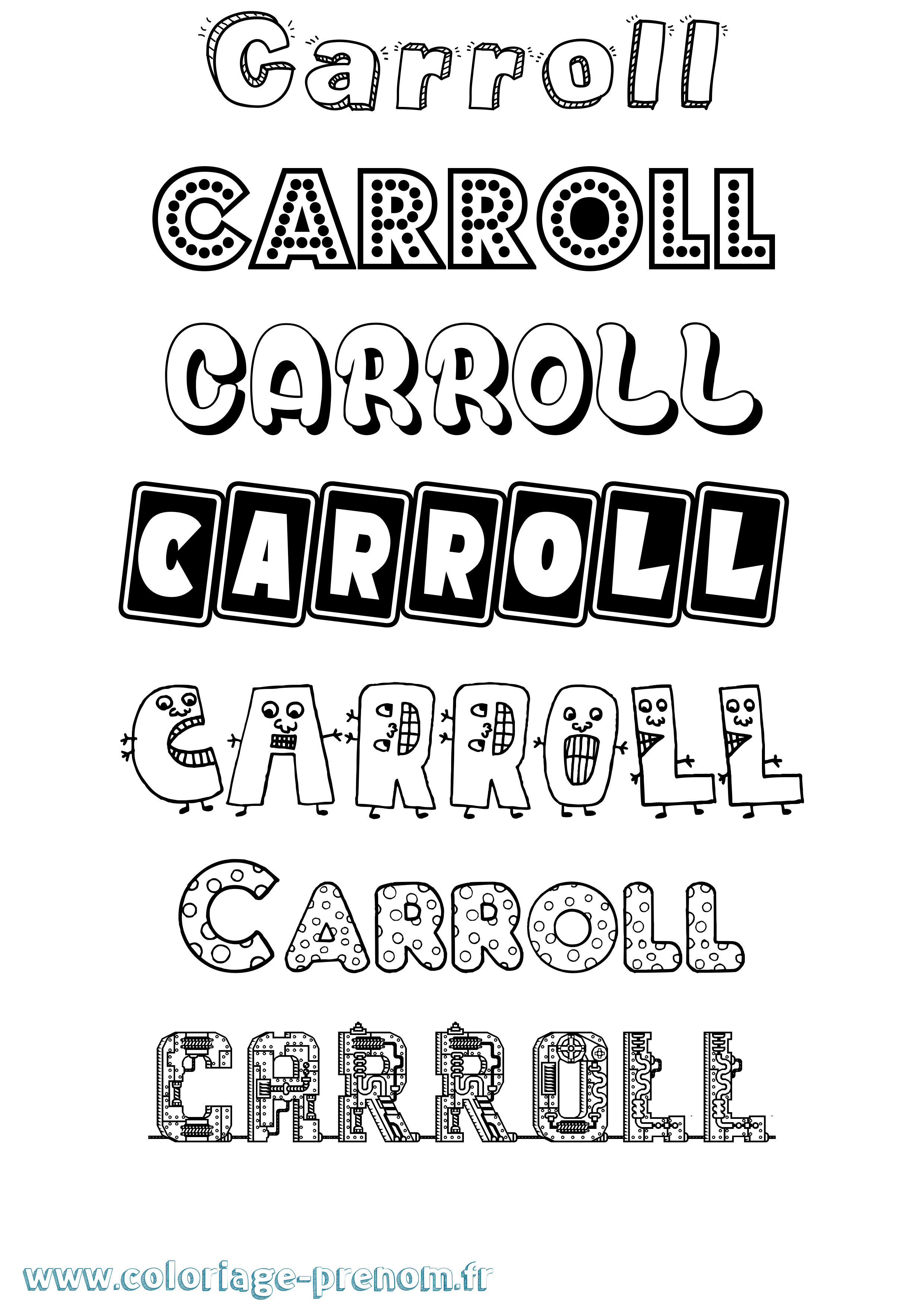 Coloriage Carroll Fun Coloriage prénom Carroll Fun