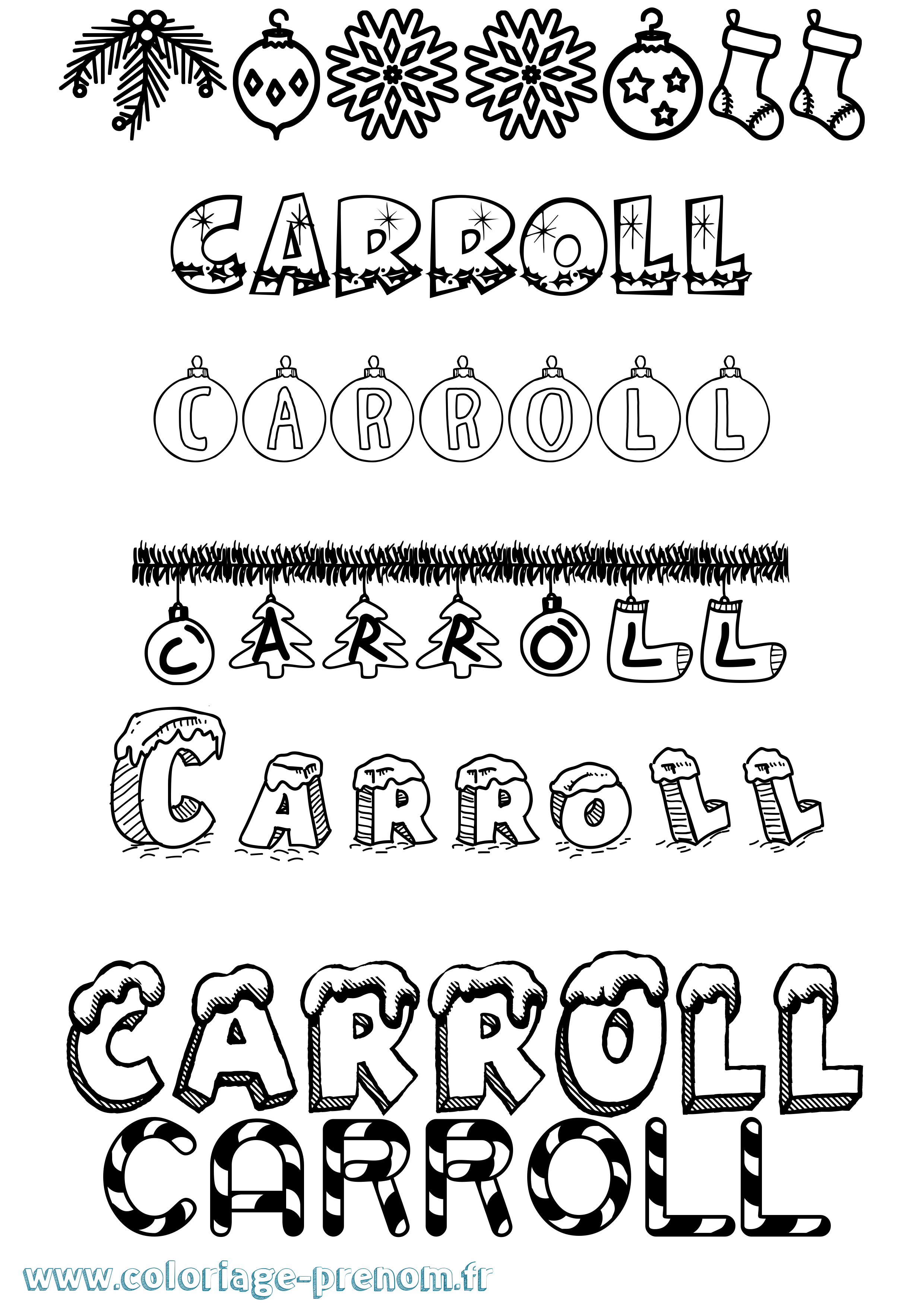 Coloriage Carroll Noël Coloriage prénom Carroll Noël