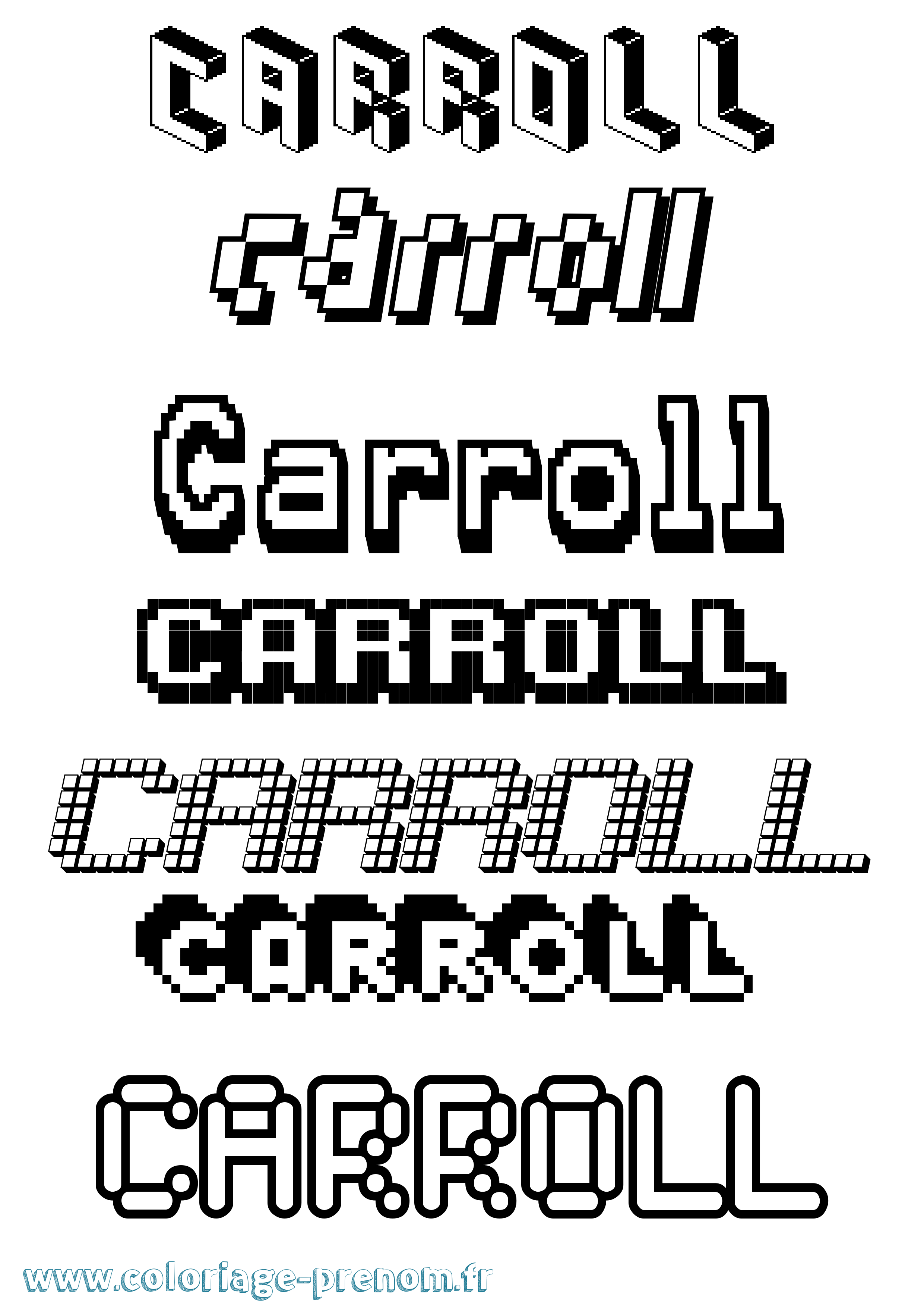 Coloriage Carroll Pixel Coloriage prénom Carroll Pixel