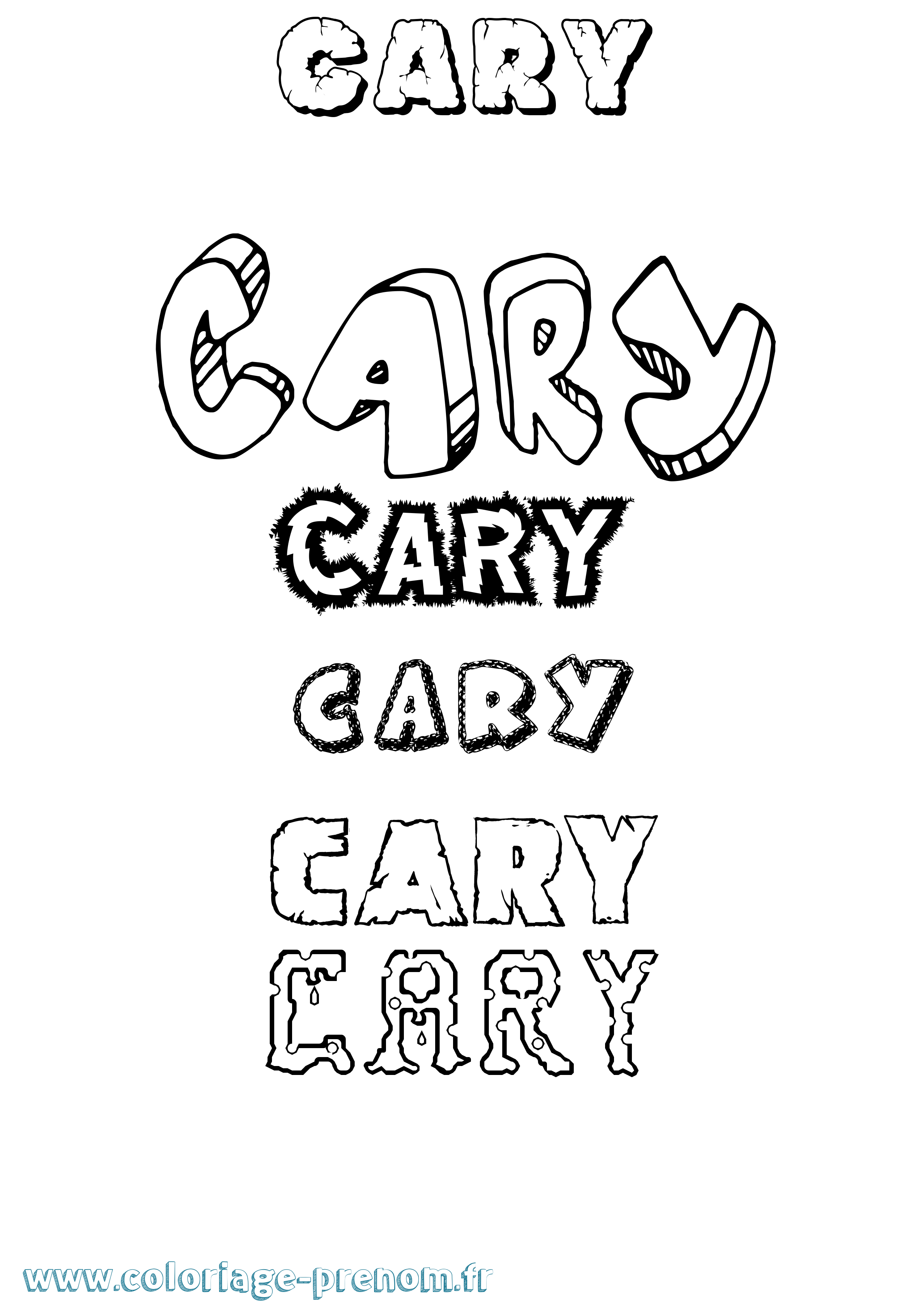 Coloriage Cary Destructuré Coloriage prénom Cary Destructuré