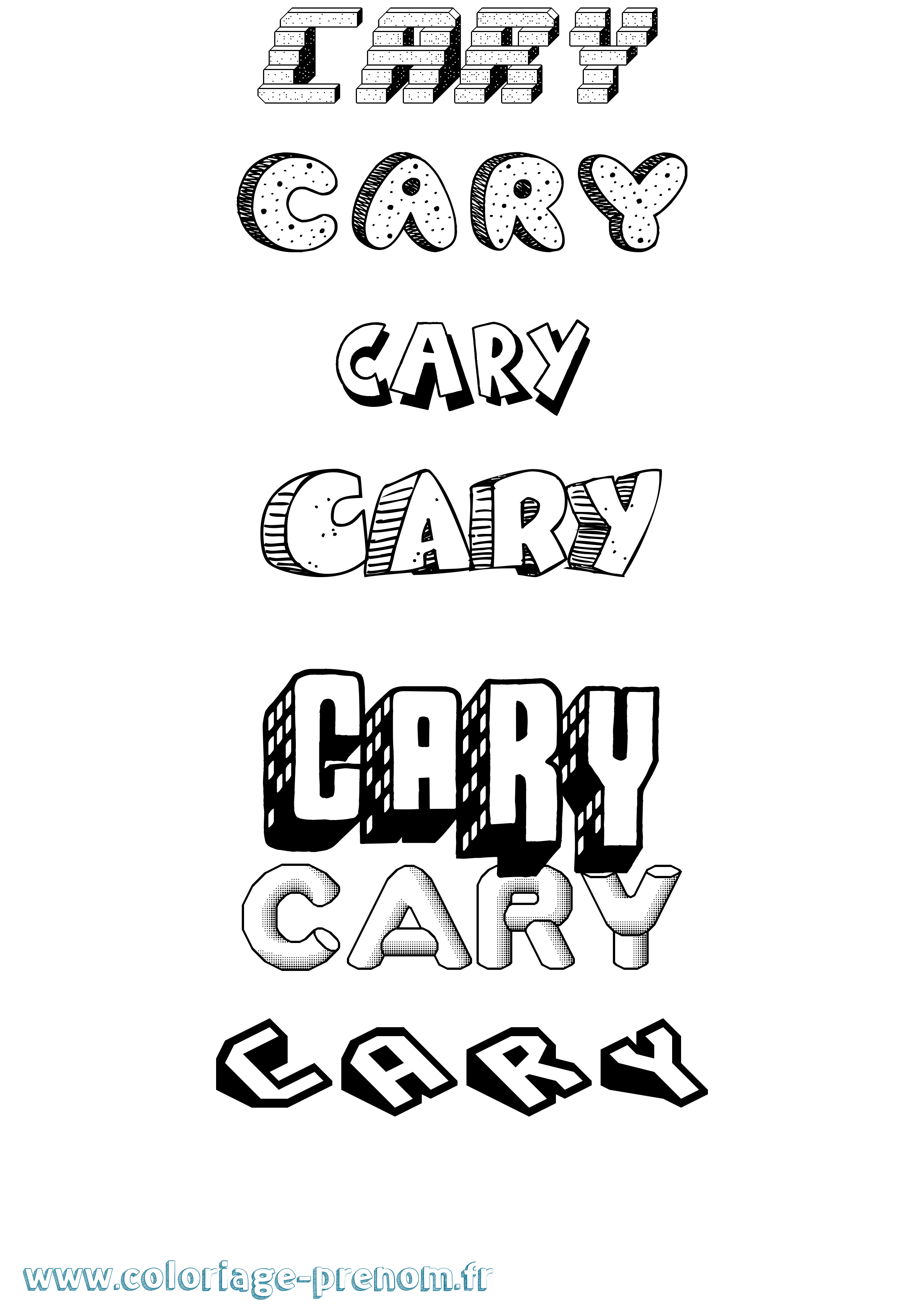 Coloriage Cary Effet 3D Coloriage prénom Cary Effet 3D