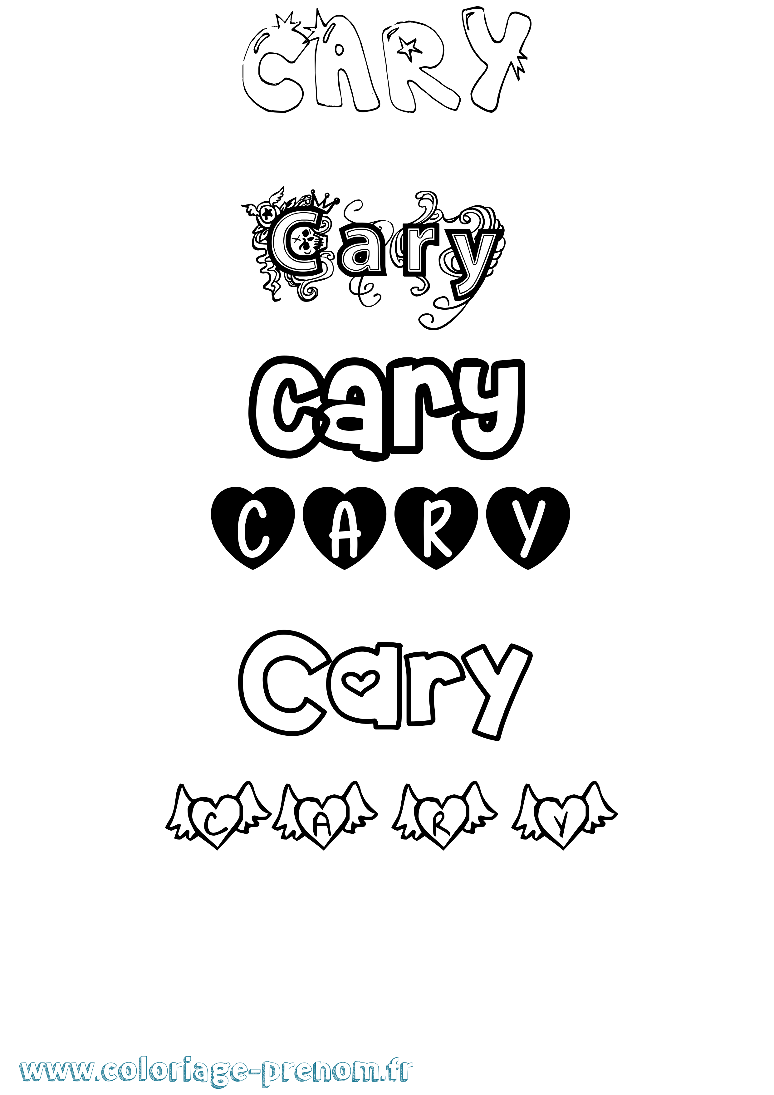 Coloriage Cary Girly Coloriage prénom Cary Girly