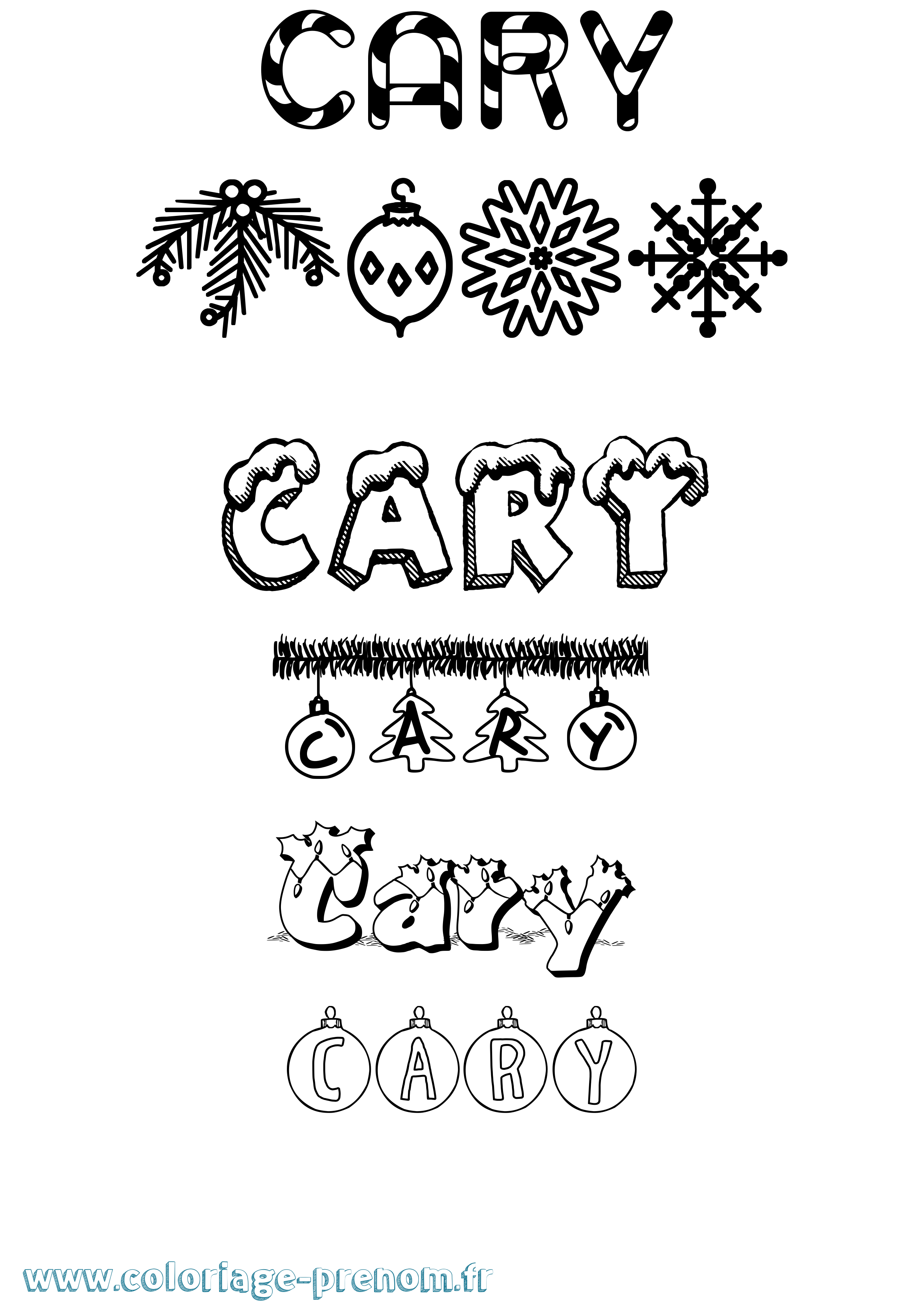 Coloriage Cary Noël Coloriage prénom Cary Noël