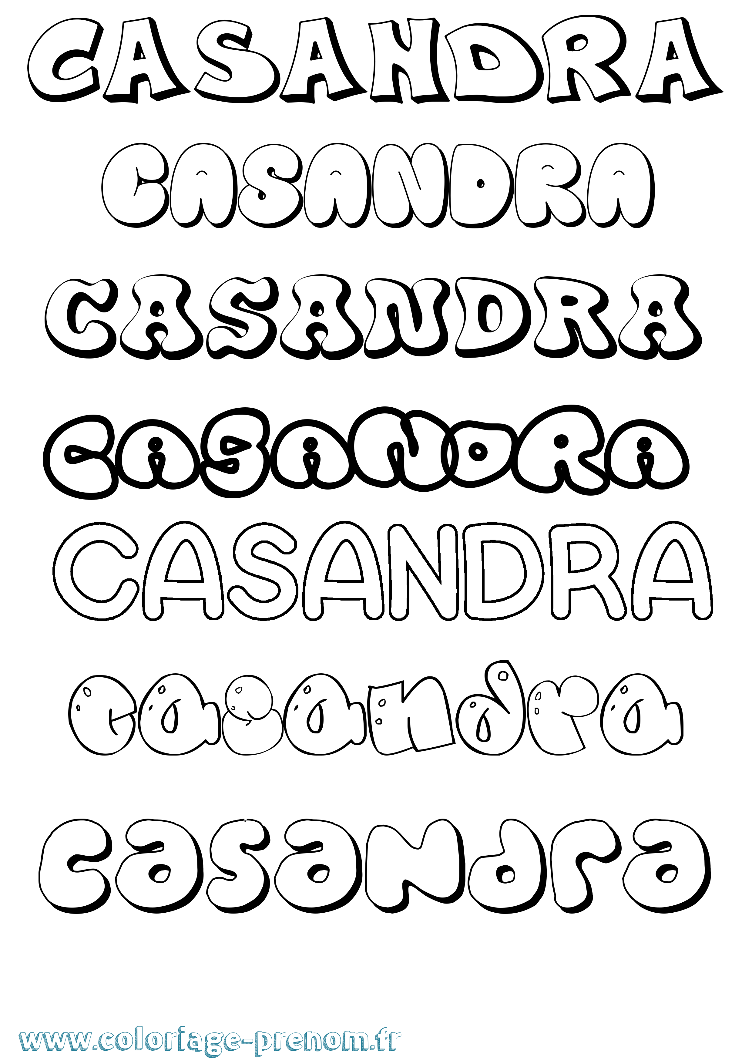 Coloriage Casandra Bubble Coloriage prénom Casandra Bubble