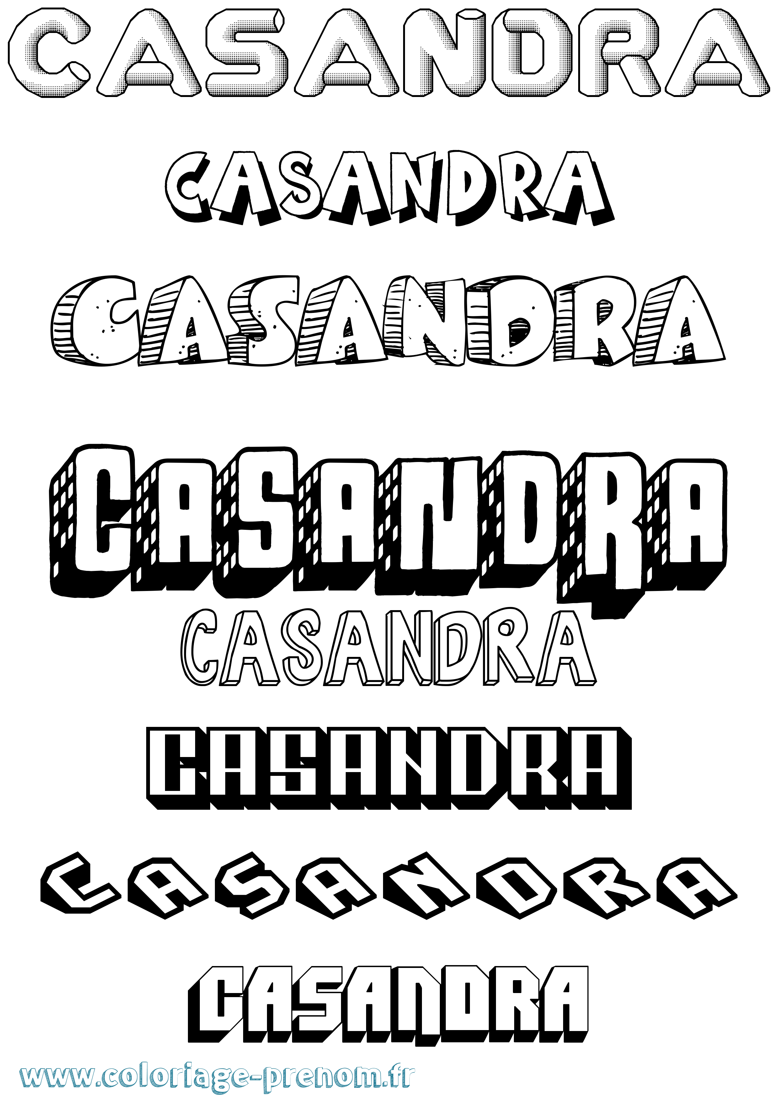Coloriage Casandra Effet 3D Coloriage prénom Casandra Effet 3D