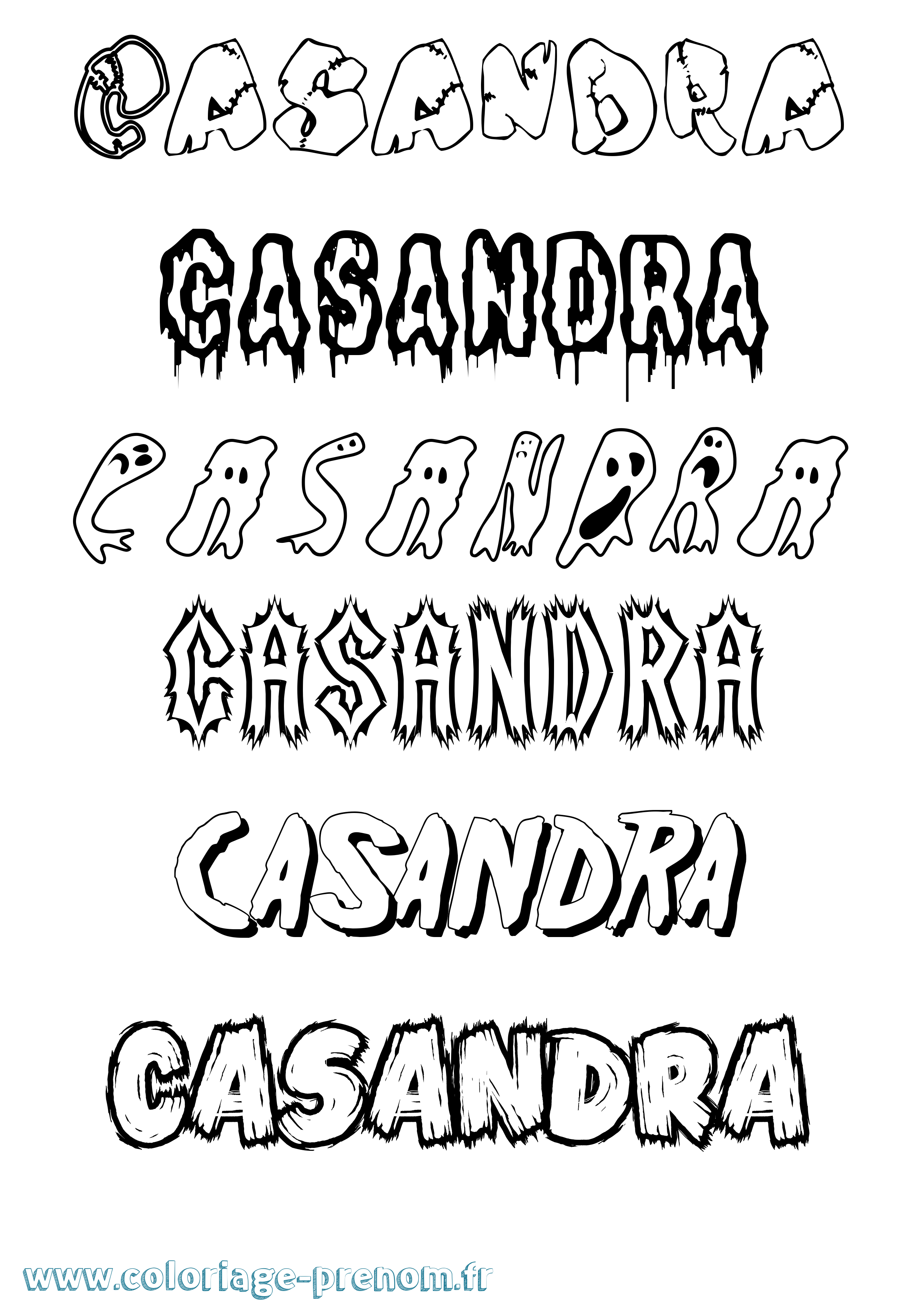 Coloriage Casandra Frisson Coloriage prénom Casandra Frisson