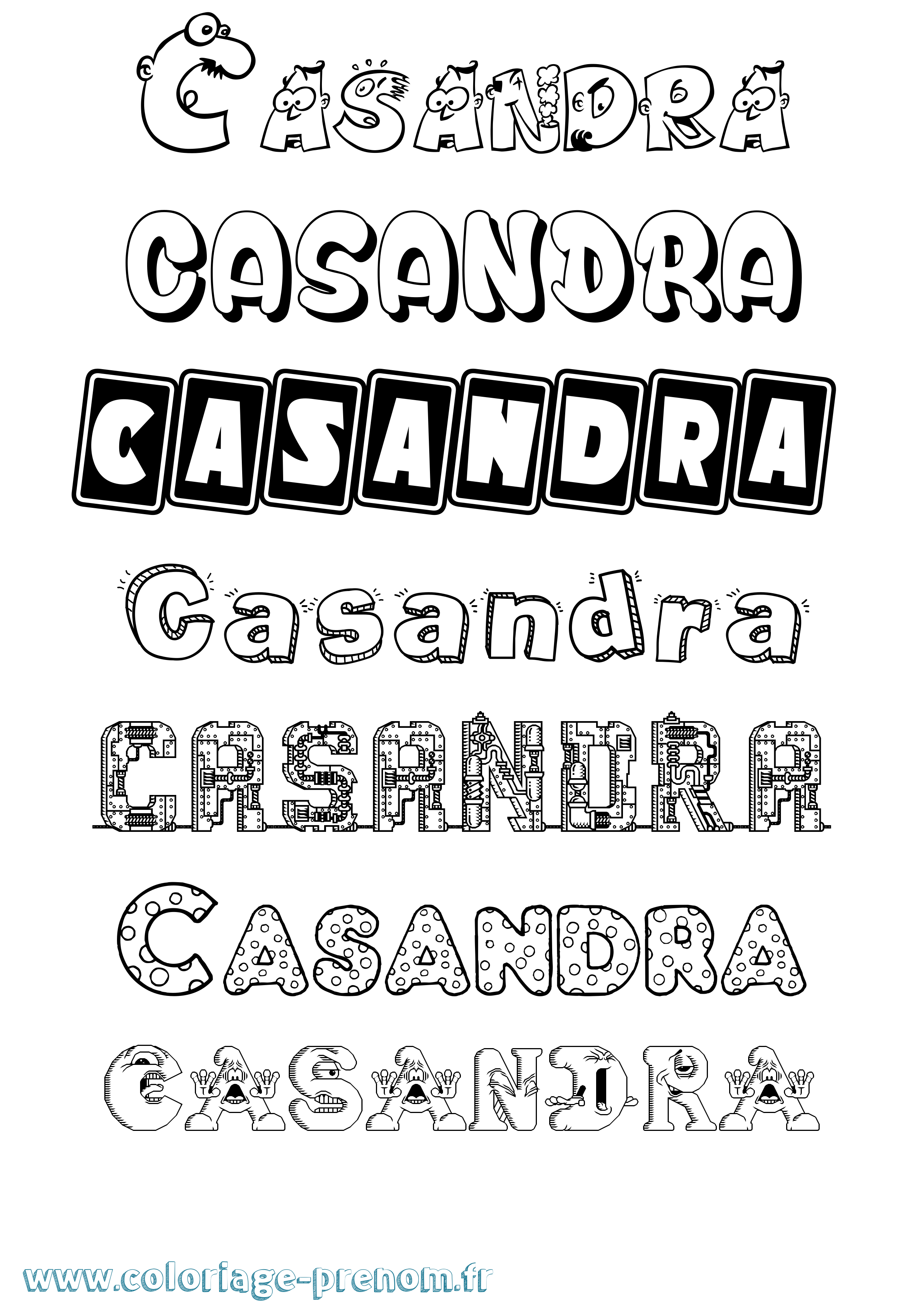 Coloriage Casandra Fun Coloriage prénom Casandra Fun