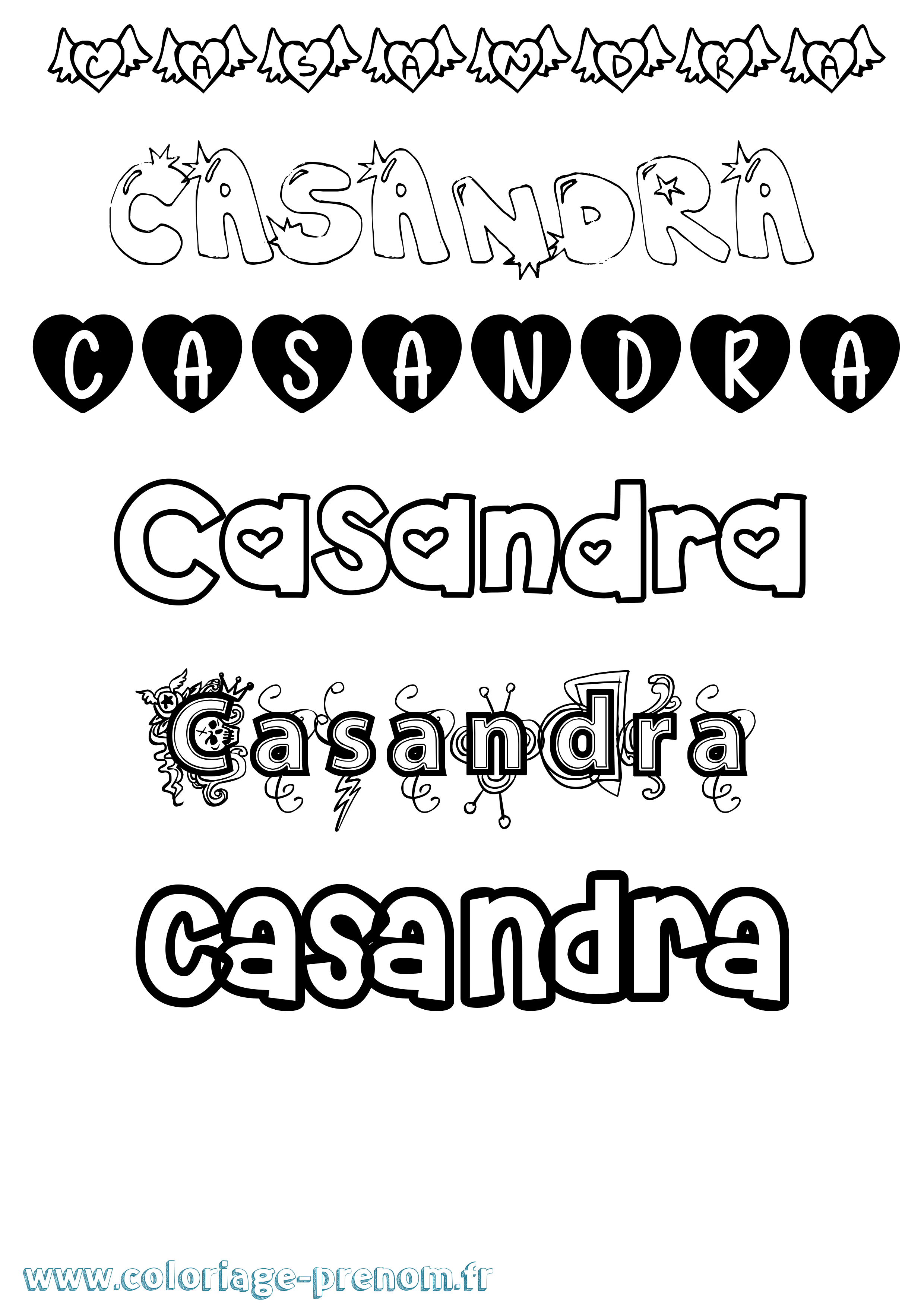 Coloriage Casandra Girly Coloriage prénom Casandra Girly