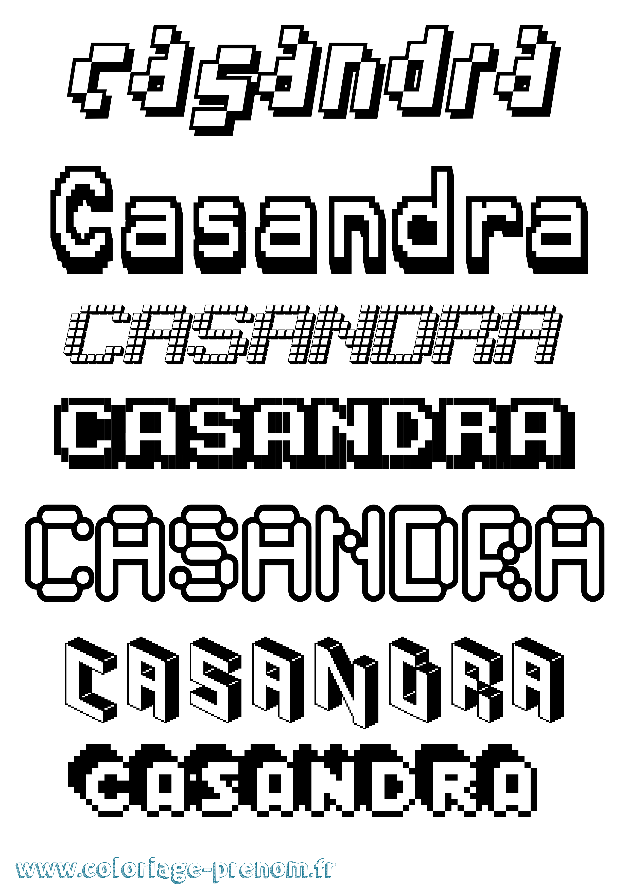 Coloriage Casandra Pixel Coloriage prénom Casandra Pixel