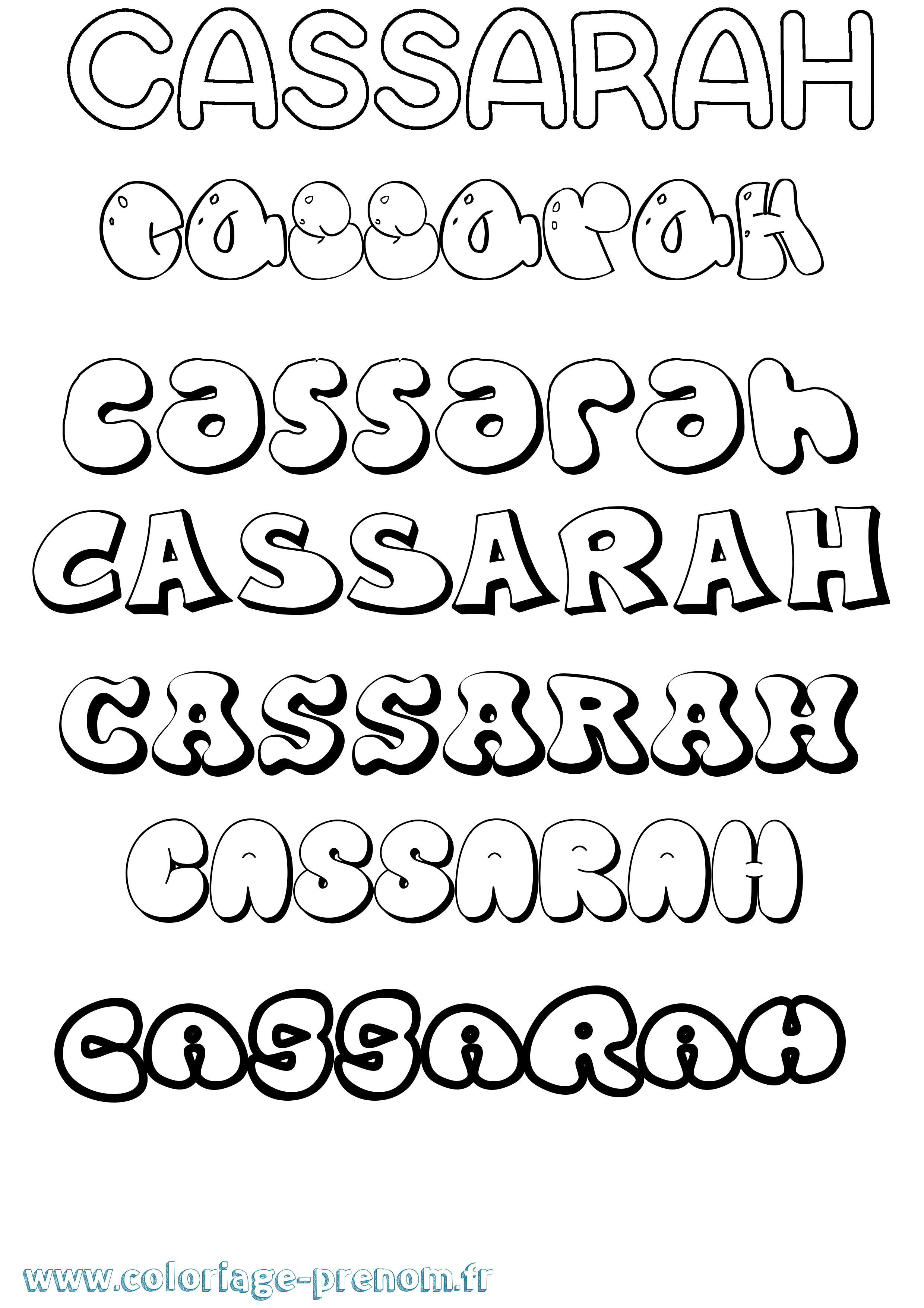 Coloriage Cassarah Bubble Coloriage prénom Cassarah Bubble