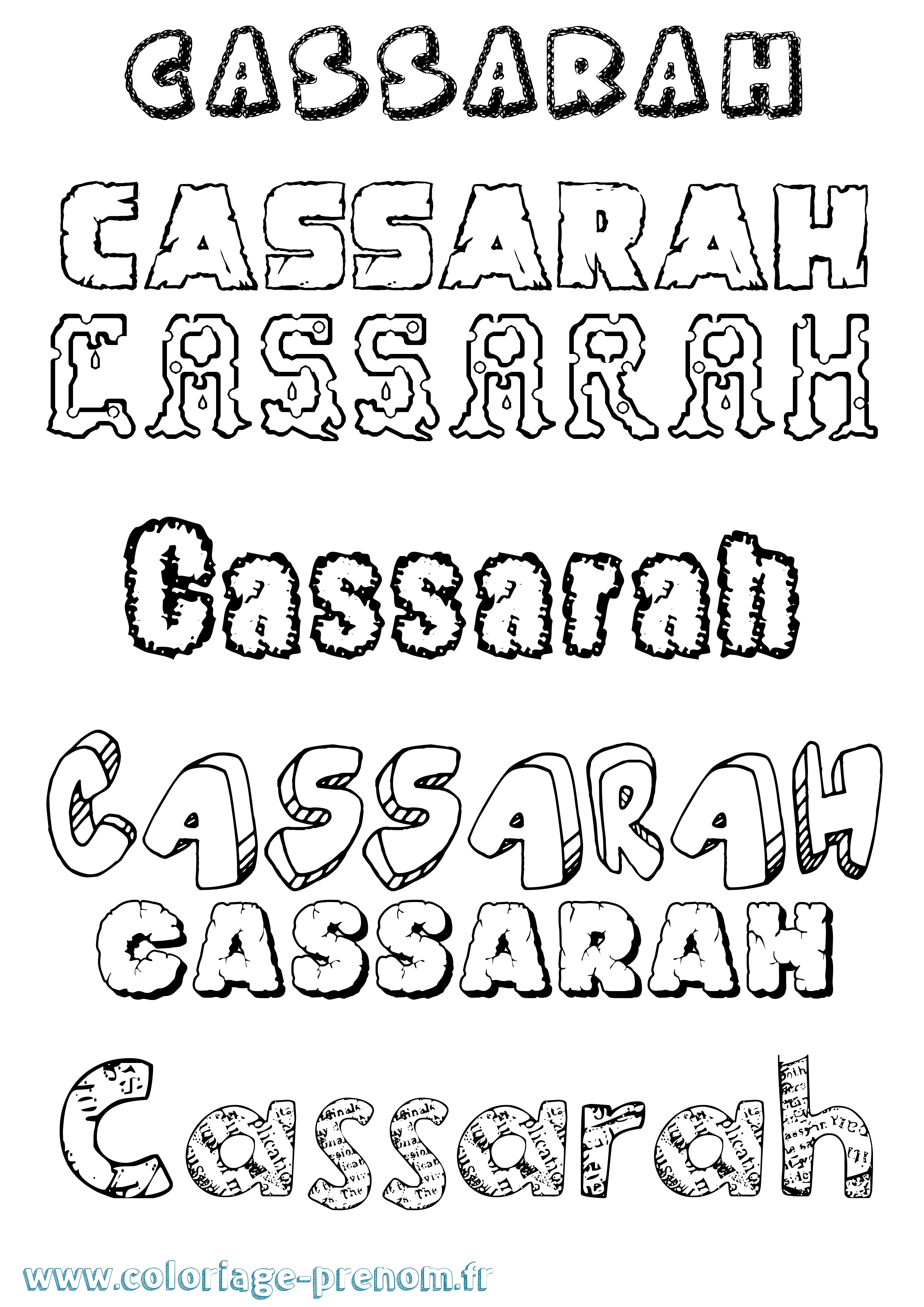 Coloriage Cassarah Destructuré Coloriage prénom Cassarah Destructuré
