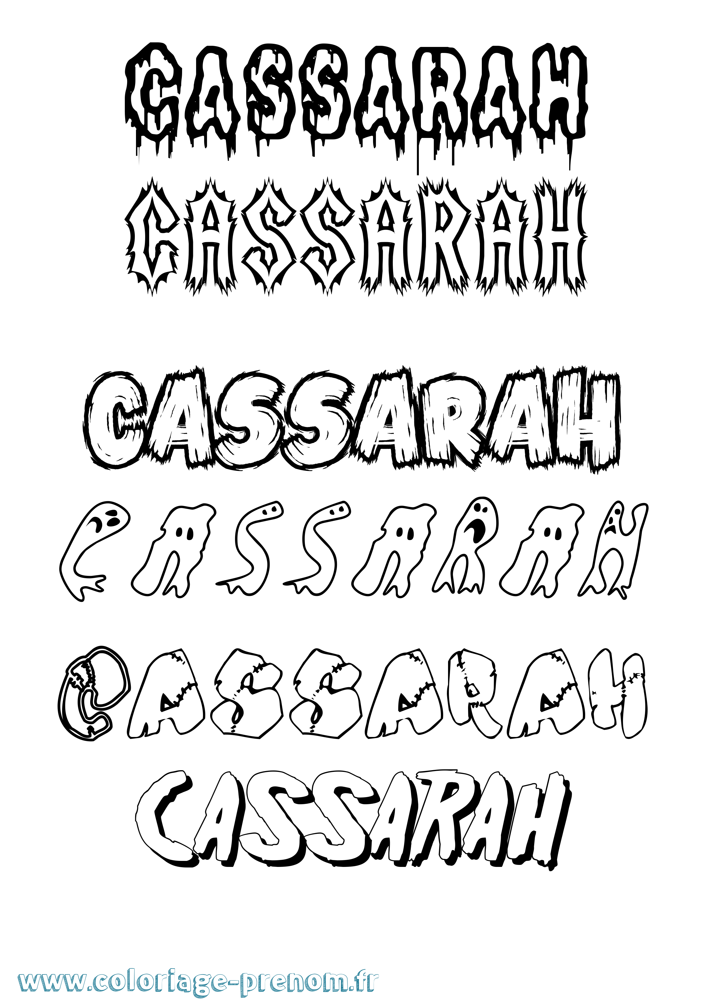Coloriage Cassarah Frisson Coloriage prénom Cassarah Frisson