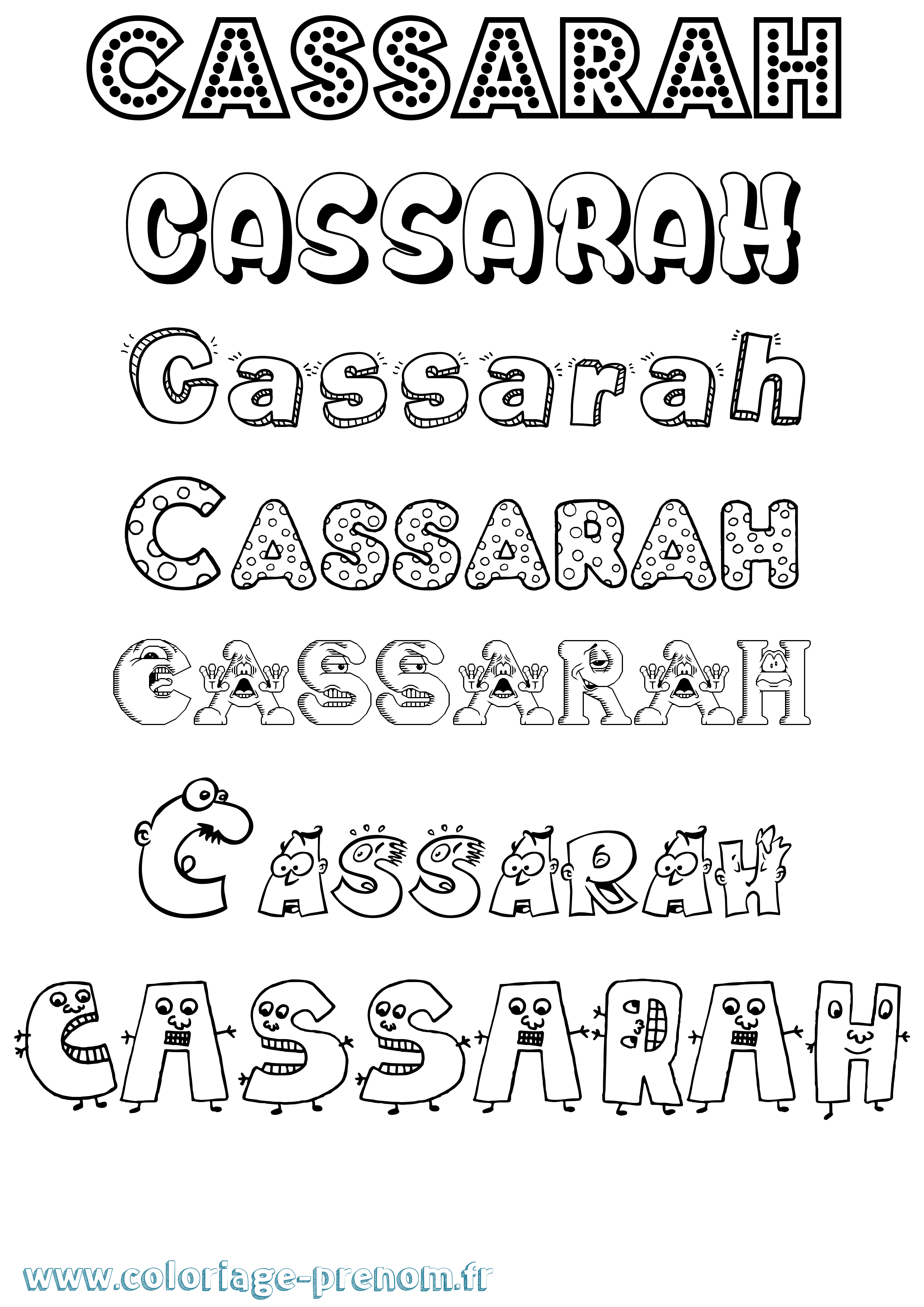 Coloriage Cassarah Fun Coloriage prénom Cassarah Fun