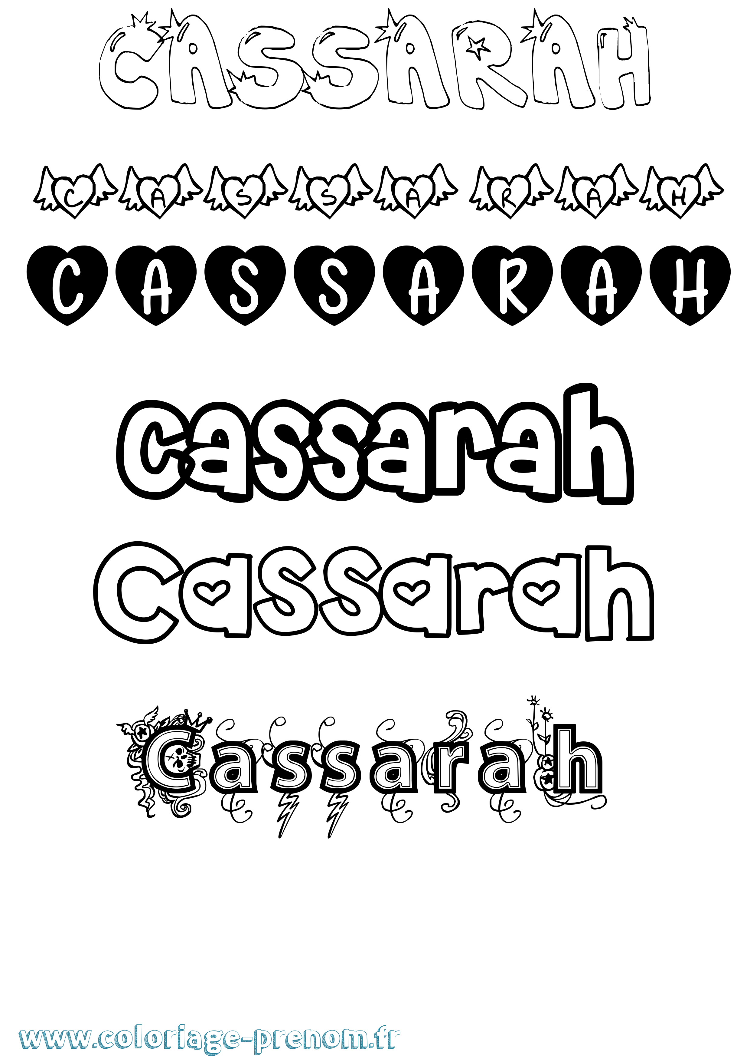 Coloriage Cassarah Girly Coloriage prénom Cassarah Girly
