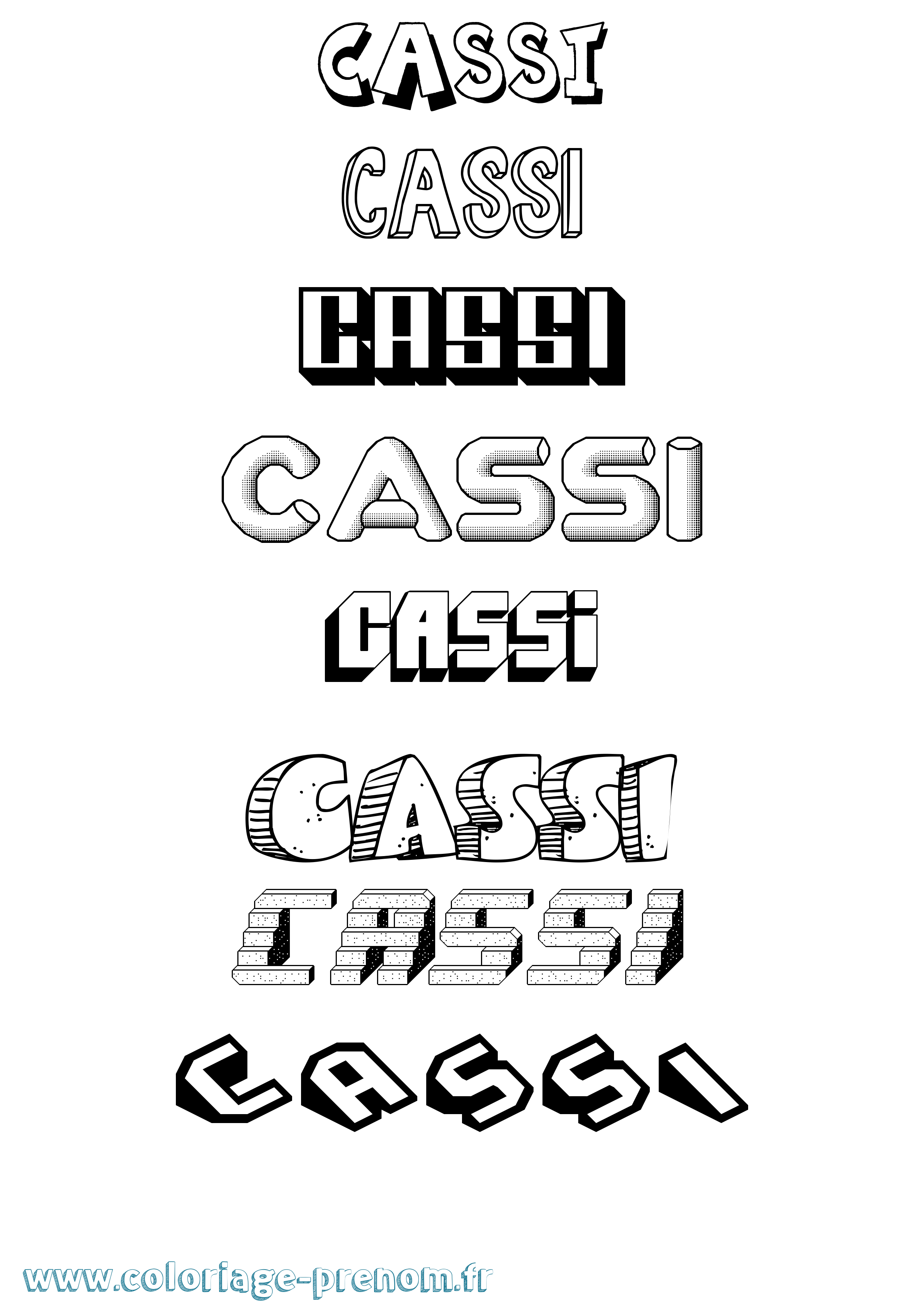 Coloriage Cassi Effet 3D Coloriage prénom Cassi Effet 3D