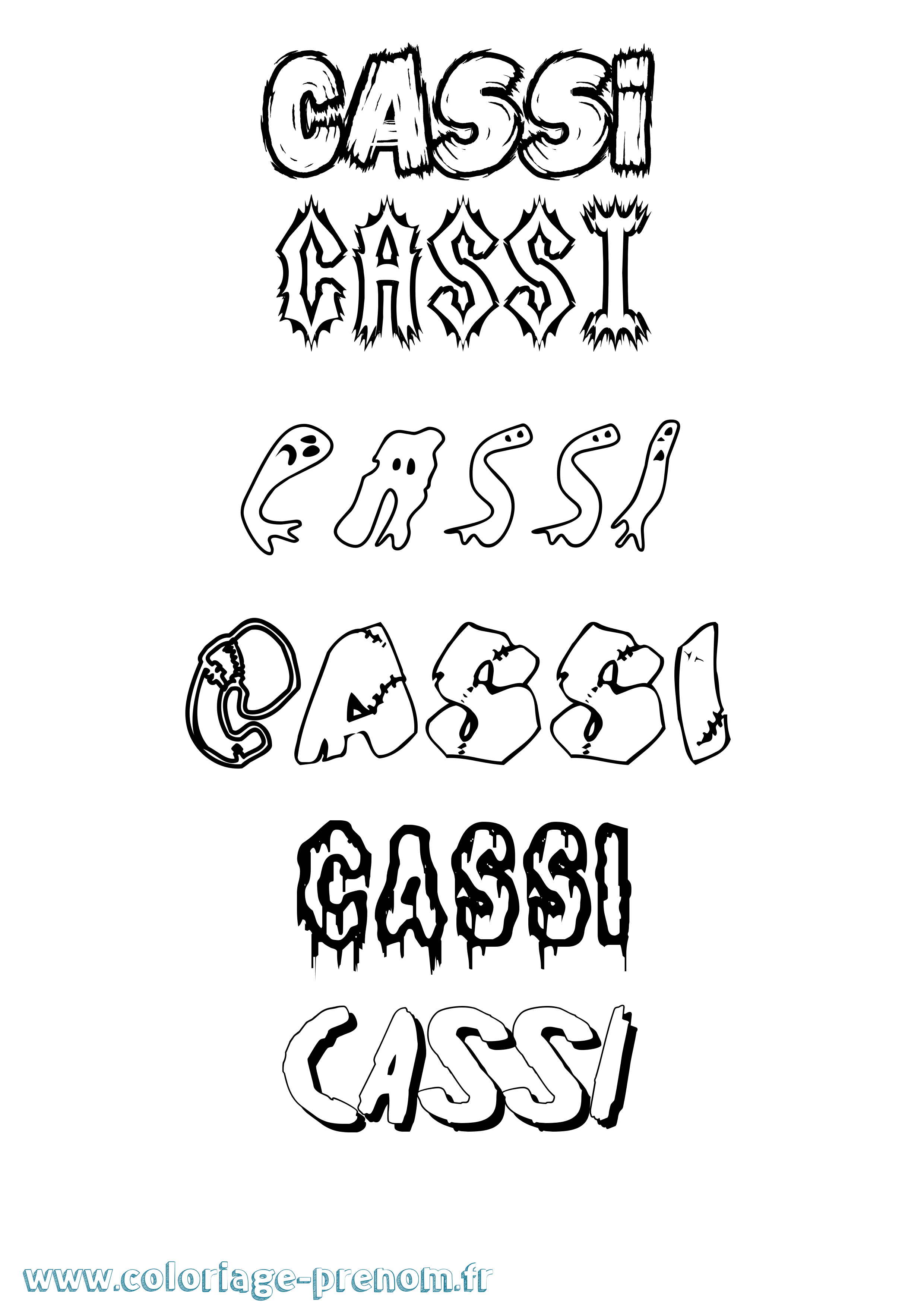 Coloriage Cassi Frisson Coloriage prénom Cassi Frisson