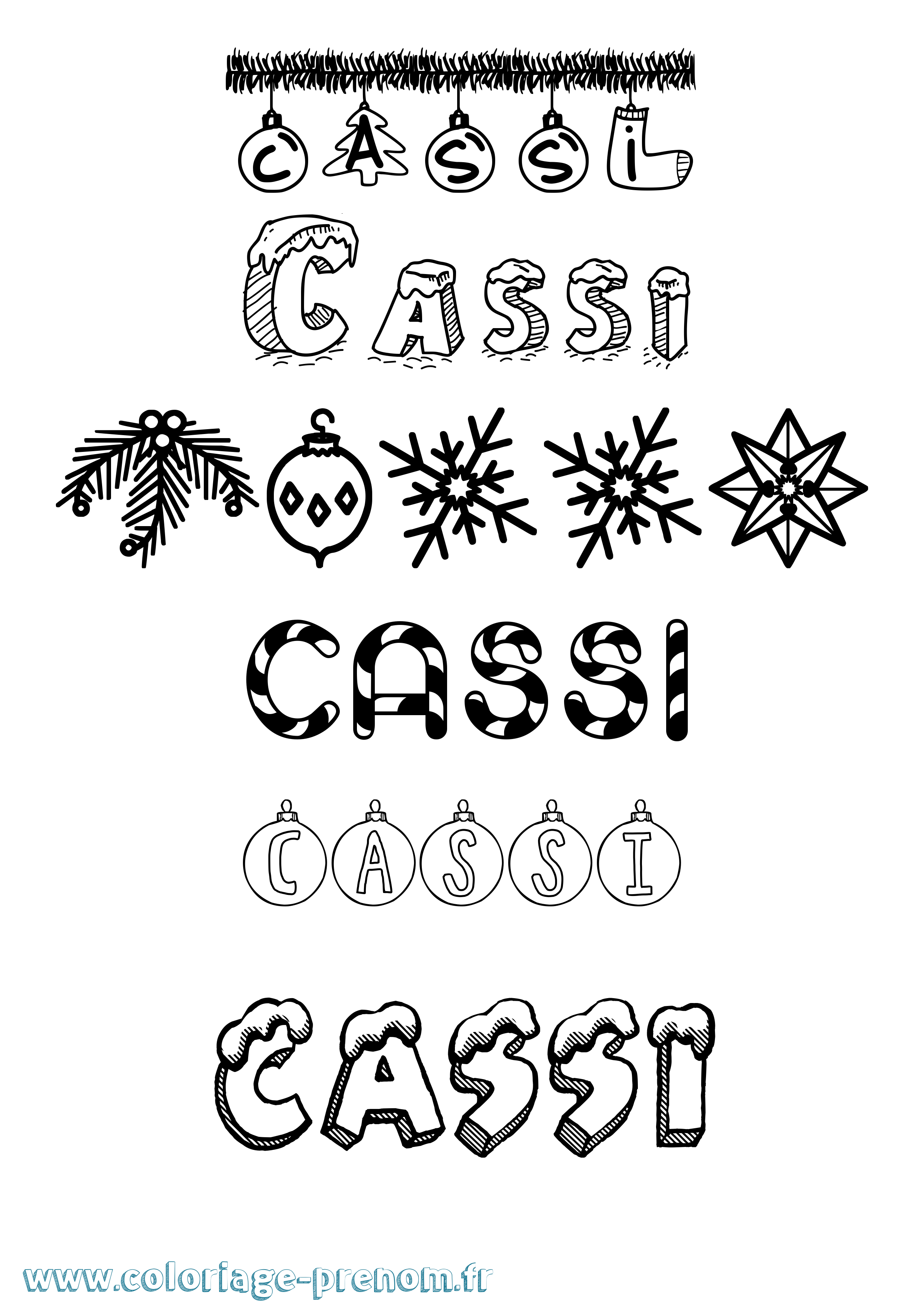 Coloriage Cassi Noël Coloriage prénom Cassi Noël