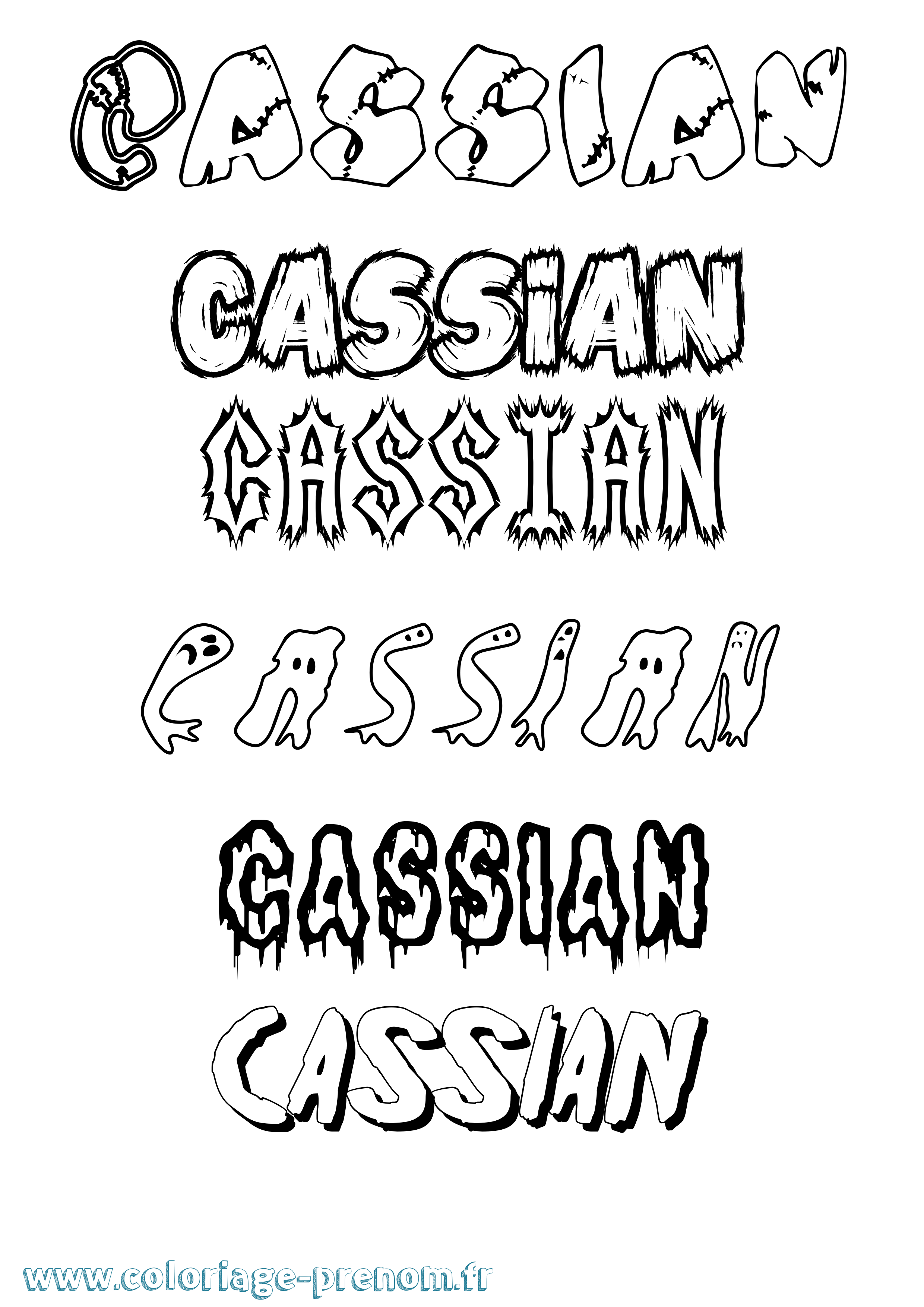 Coloriage Cassian Frisson Coloriage prénom Cassian Frisson
