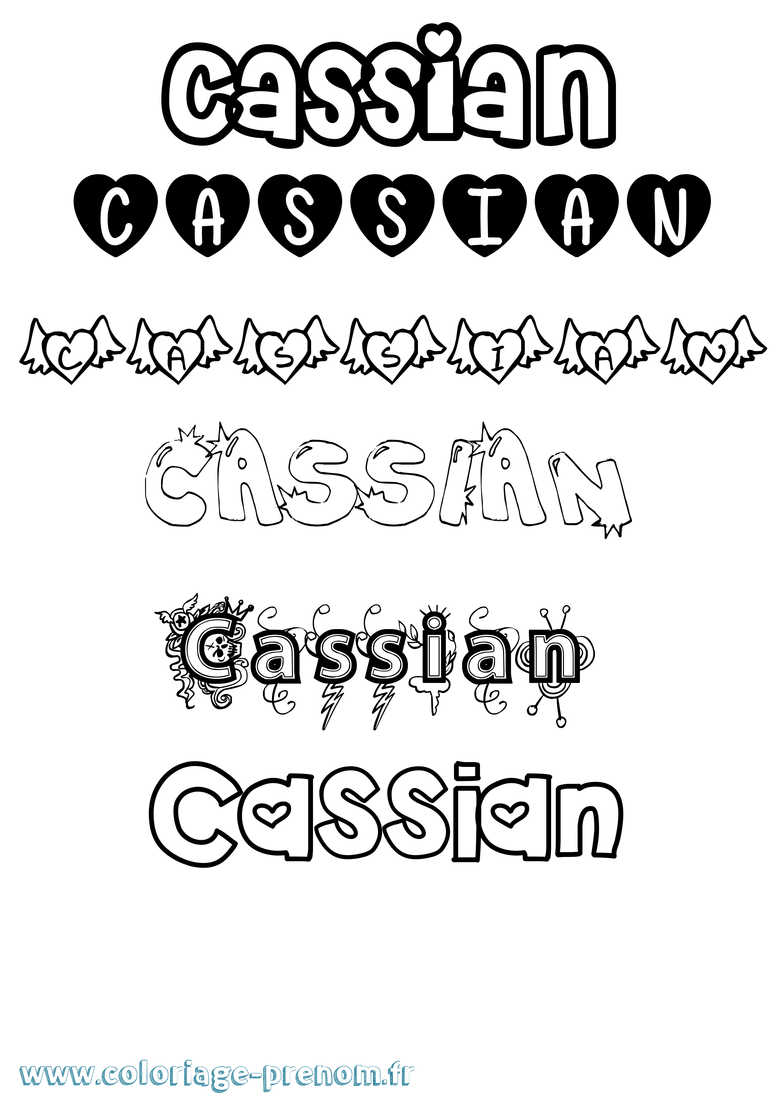 Coloriage Cassian Girly Coloriage prénom Cassian Girly