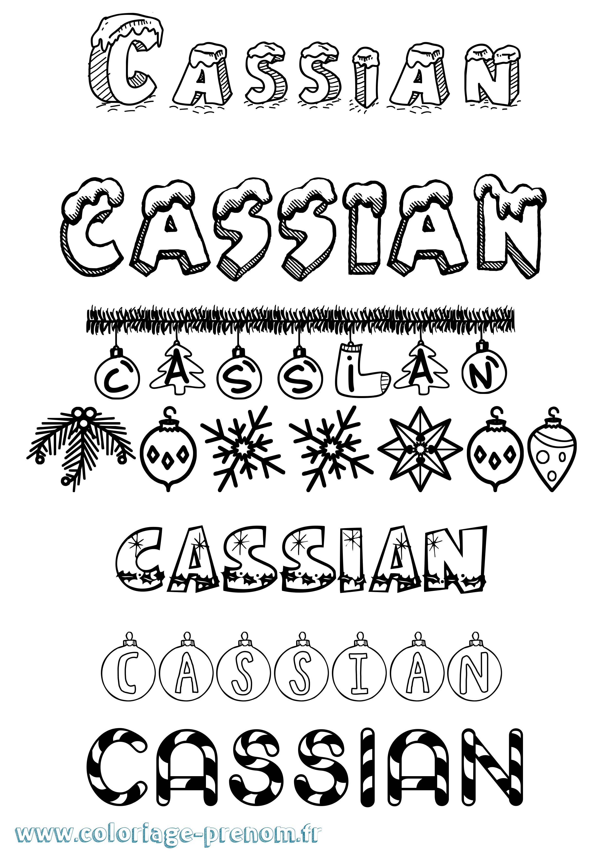 Coloriage Cassian Noël Coloriage prénom Cassian Noël