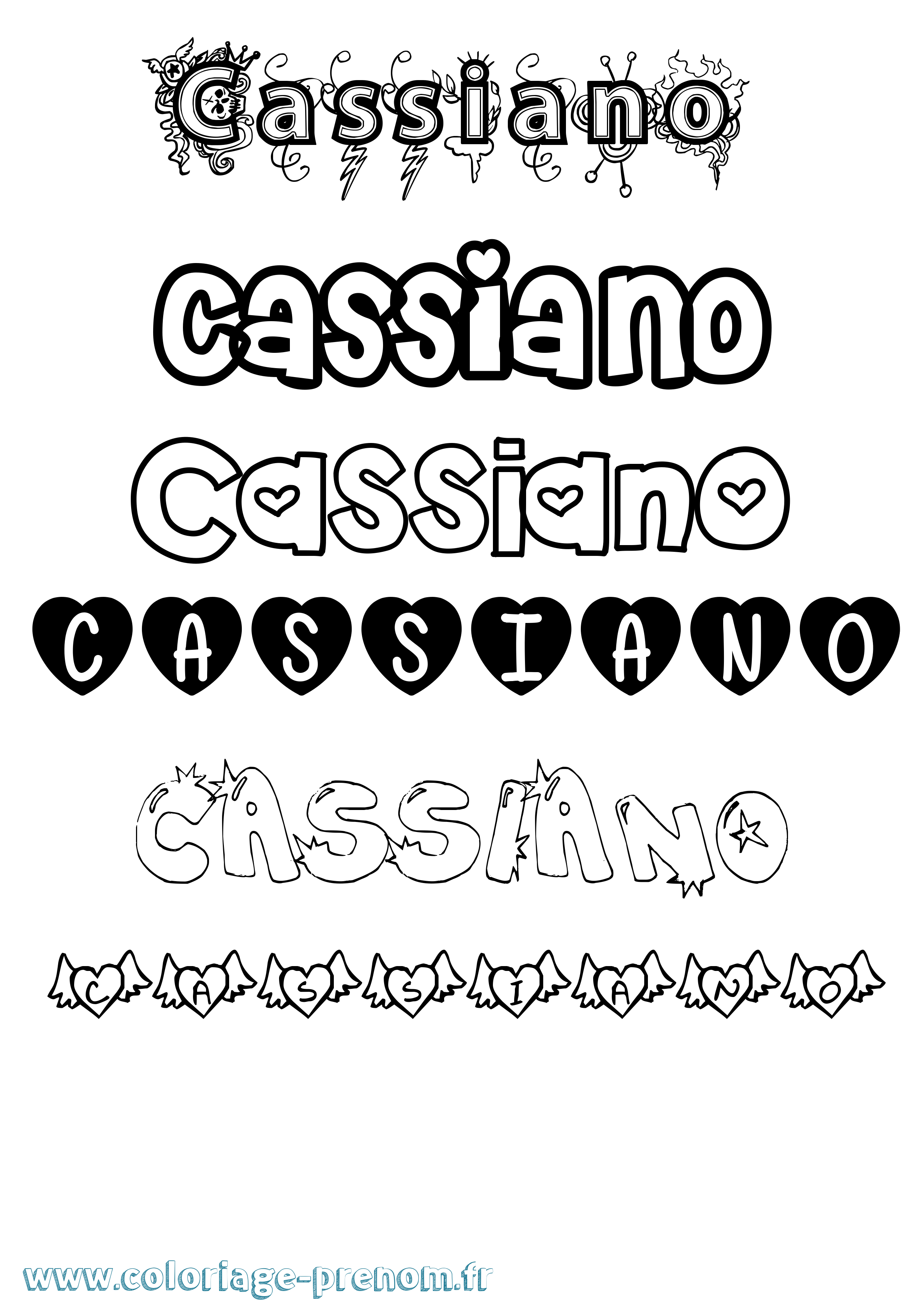 Coloriage Cassiano Girly Coloriage prénom Cassiano Girly