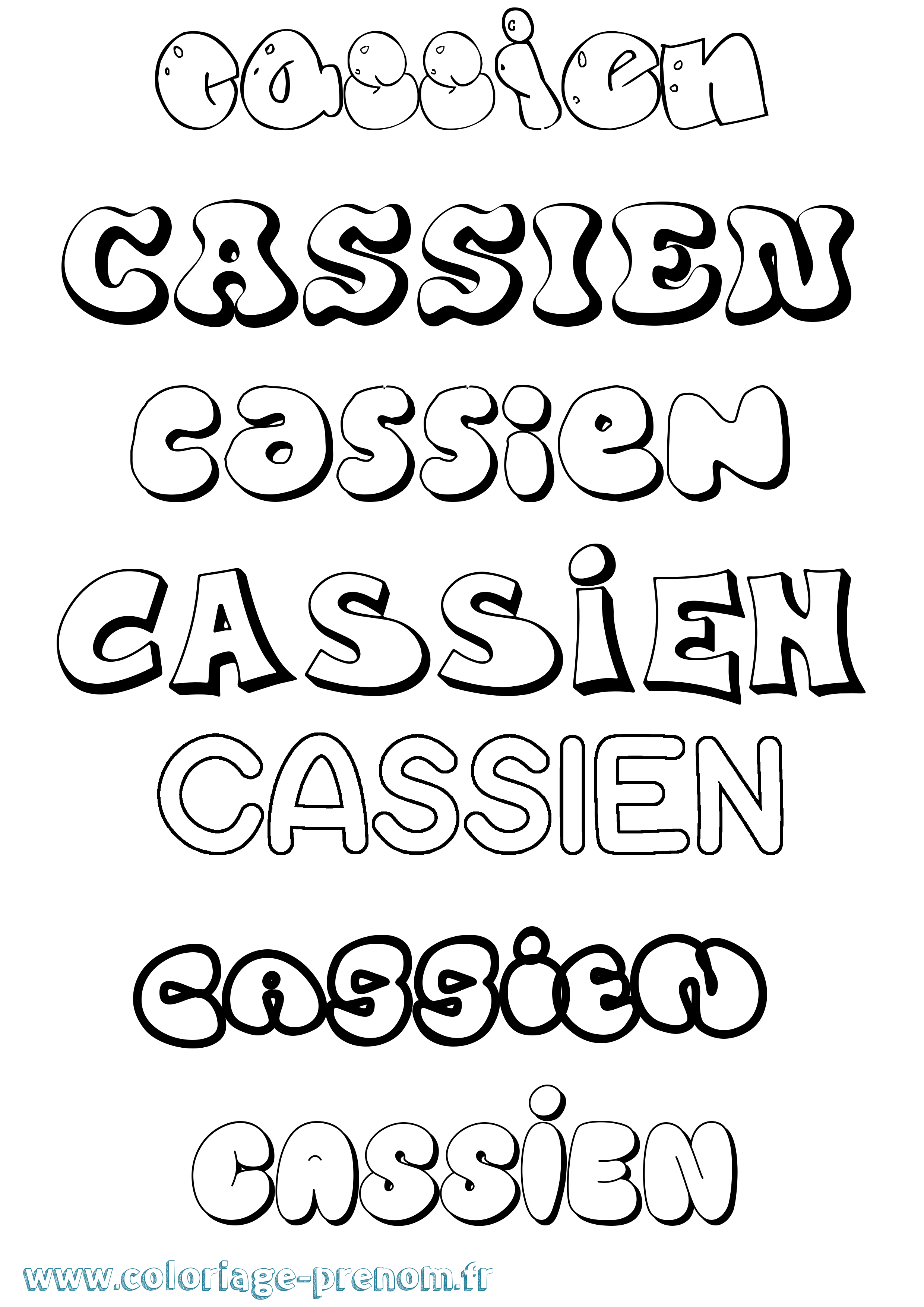 Coloriage Cassien Bubble Coloriage prénom Cassien Bubble