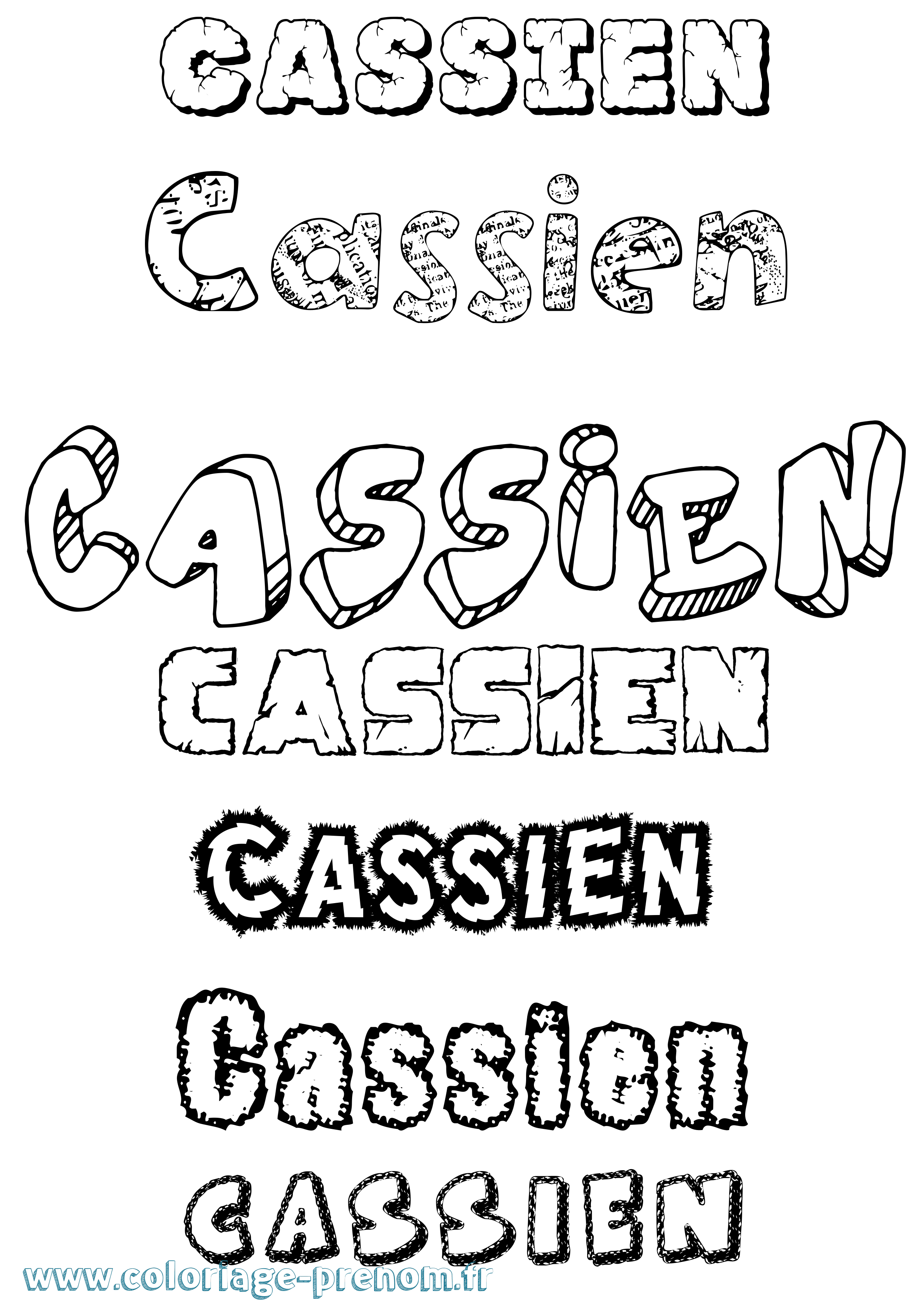 Coloriage Cassien Destructuré Coloriage prénom Cassien Destructuré