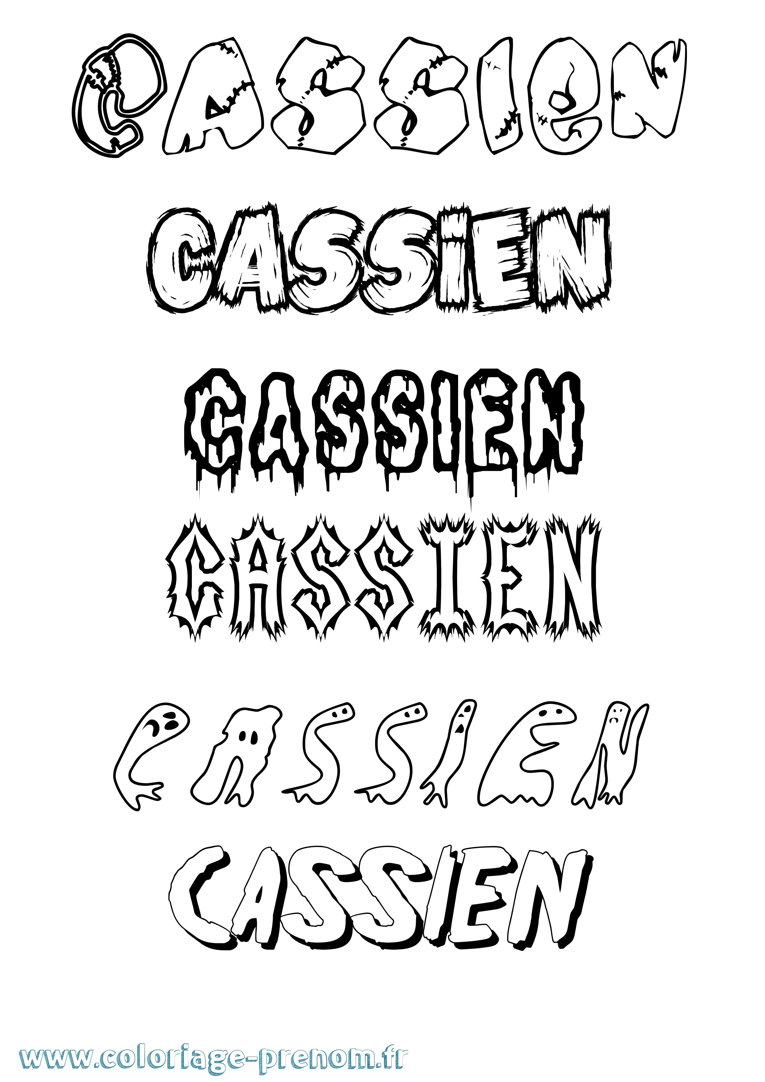 Coloriage Cassien Frisson Coloriage prénom Cassien Frisson