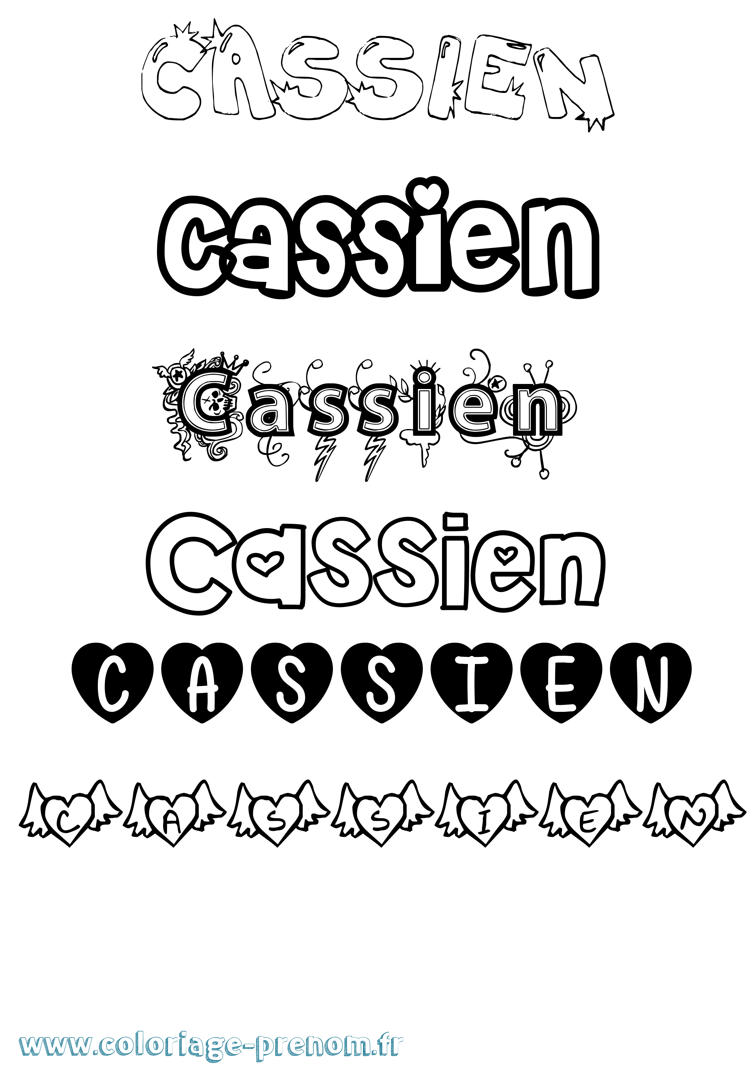 Coloriage Cassien Girly Coloriage prénom Cassien Girly