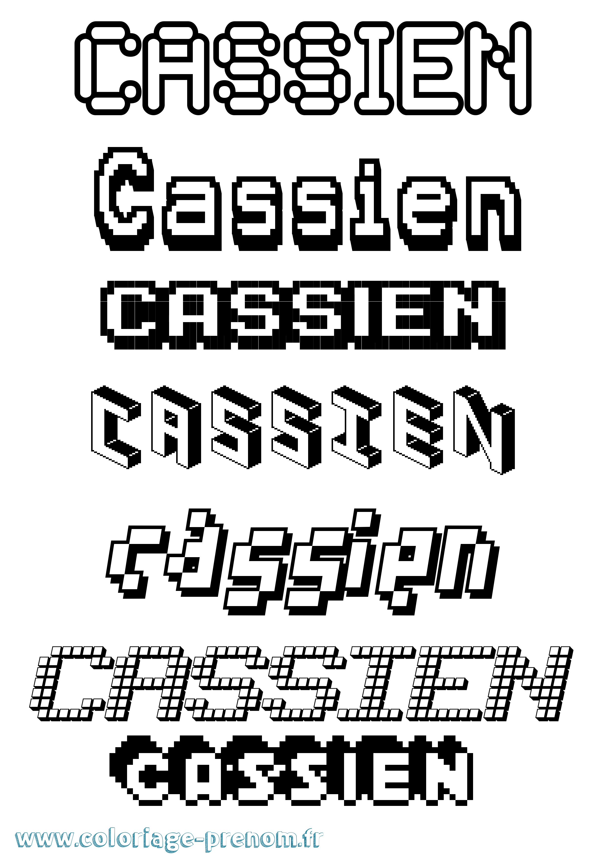 Coloriage Cassien Pixel Coloriage prénom Cassien Pixel
