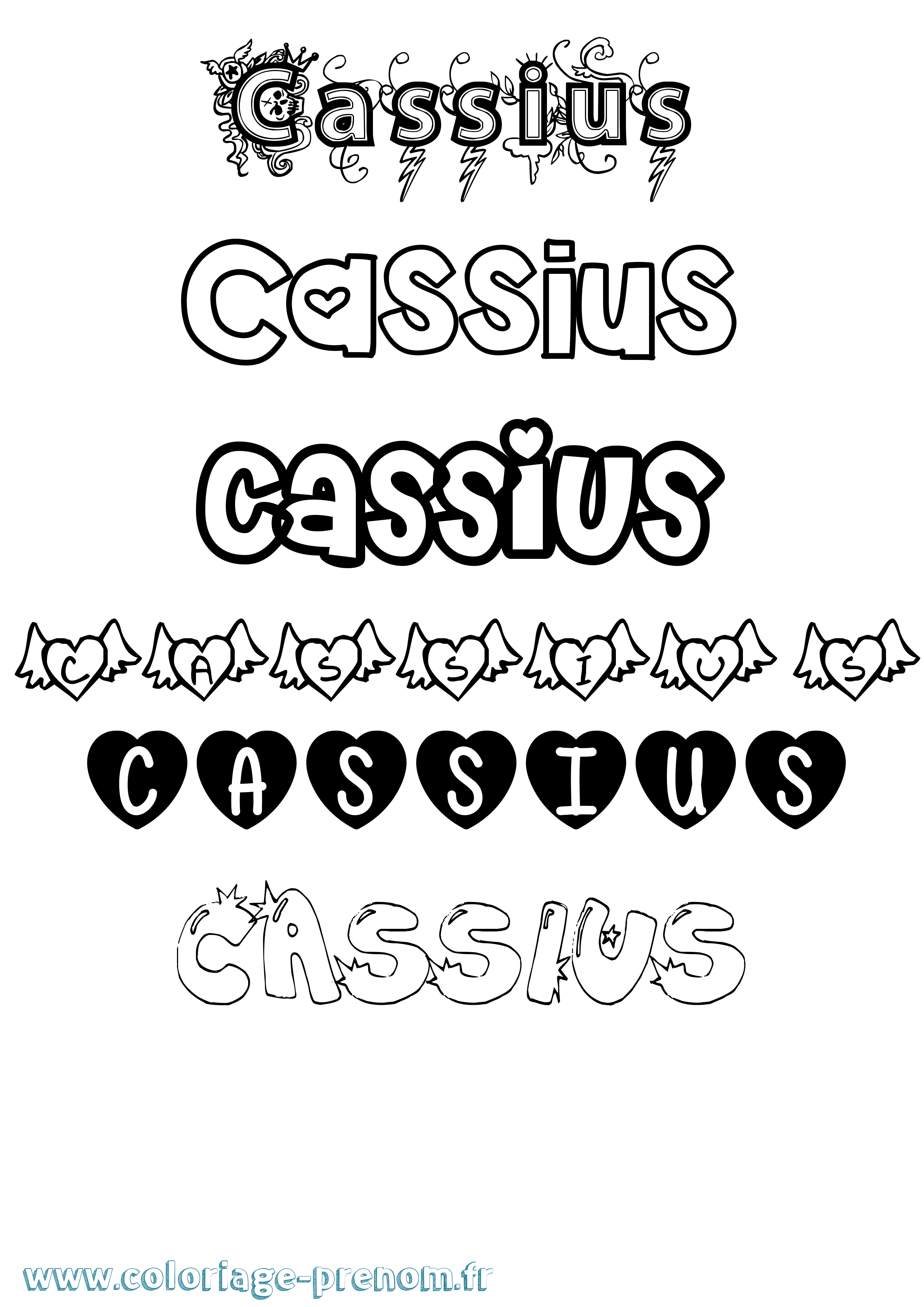 Coloriage Cassius Girly Coloriage prénom Cassius Girly