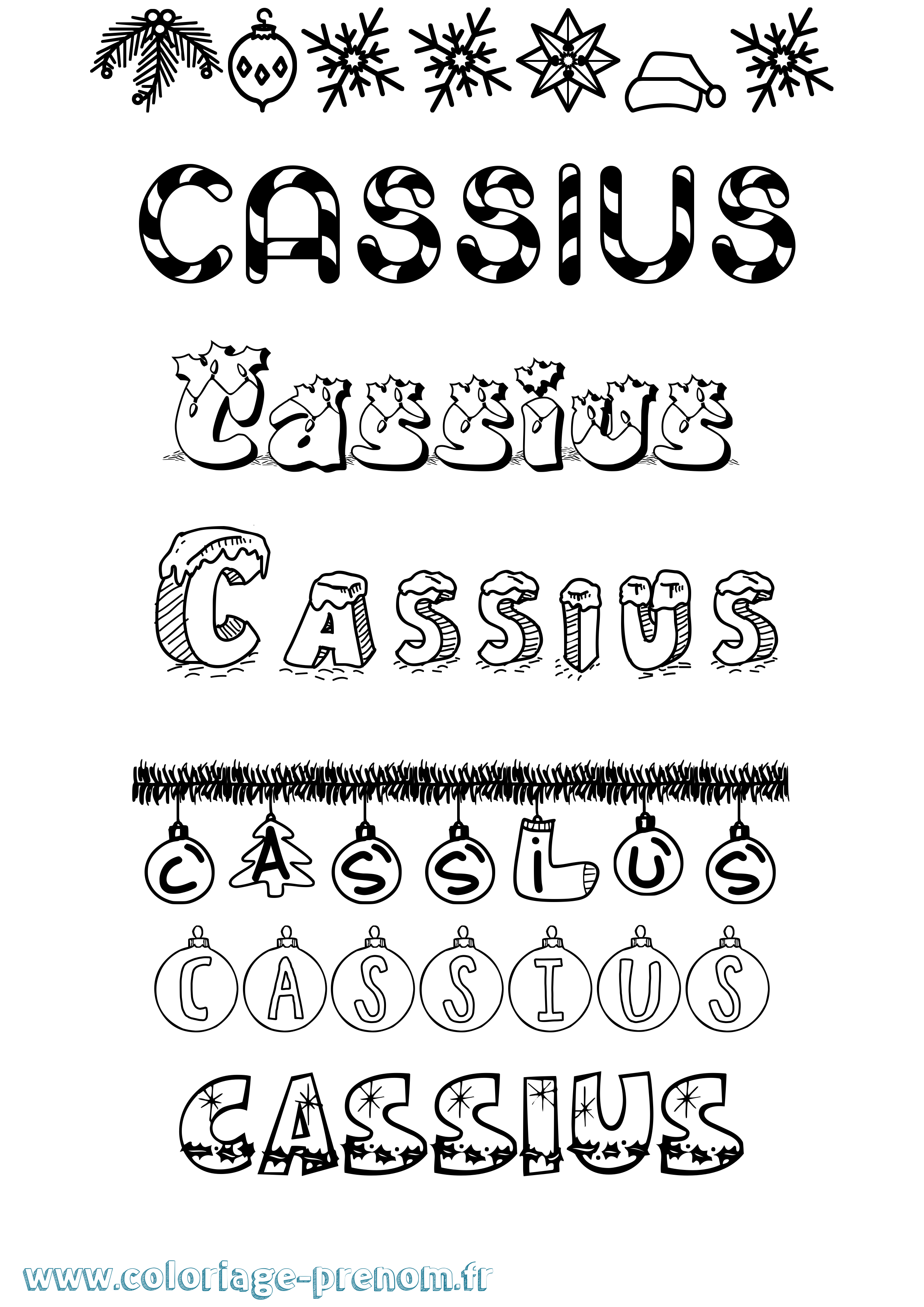 Coloriage Cassius Noël Coloriage prénom Cassius Noël