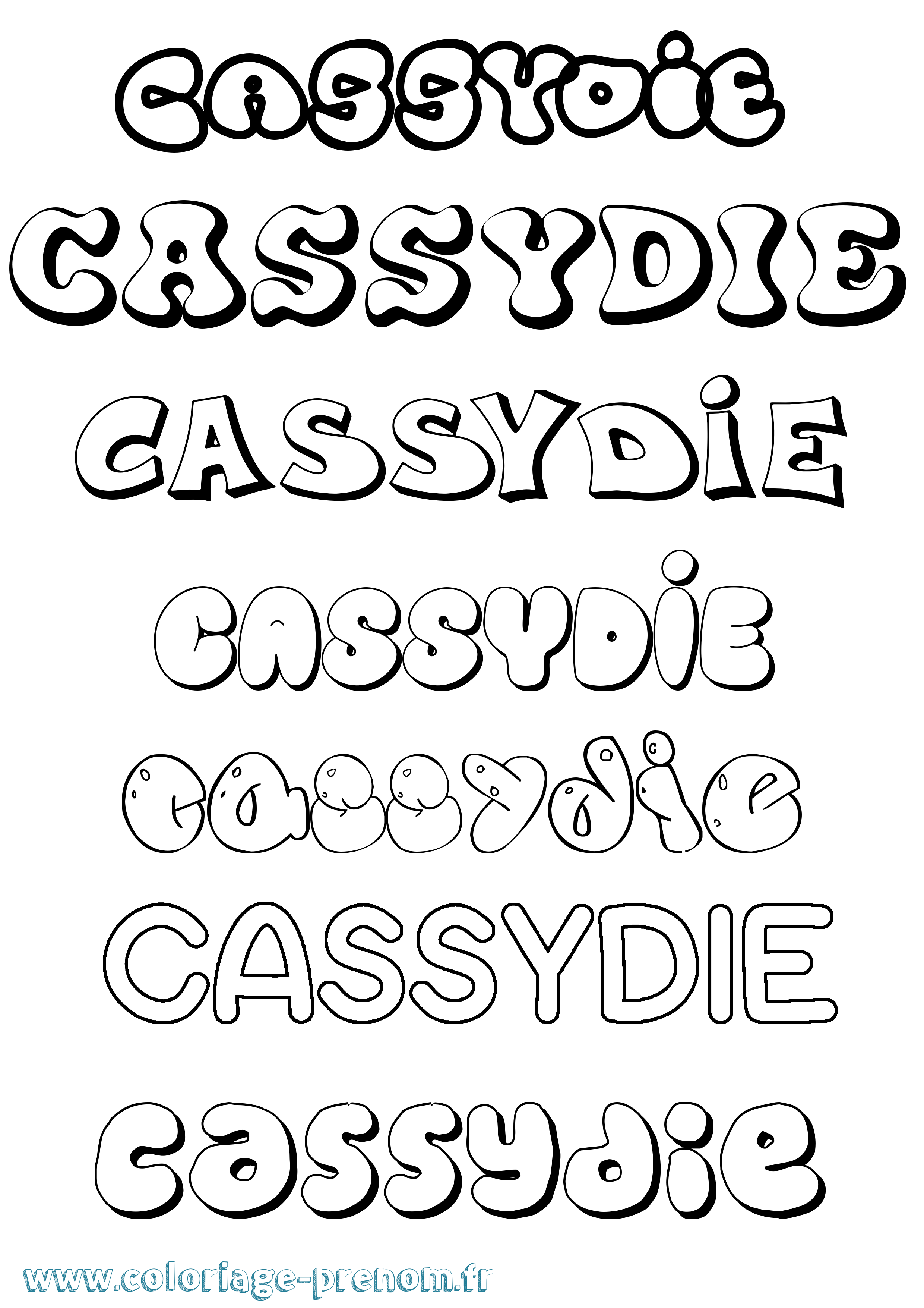 Coloriage Cassydie Bubble Coloriage prénom Cassydie Bubble