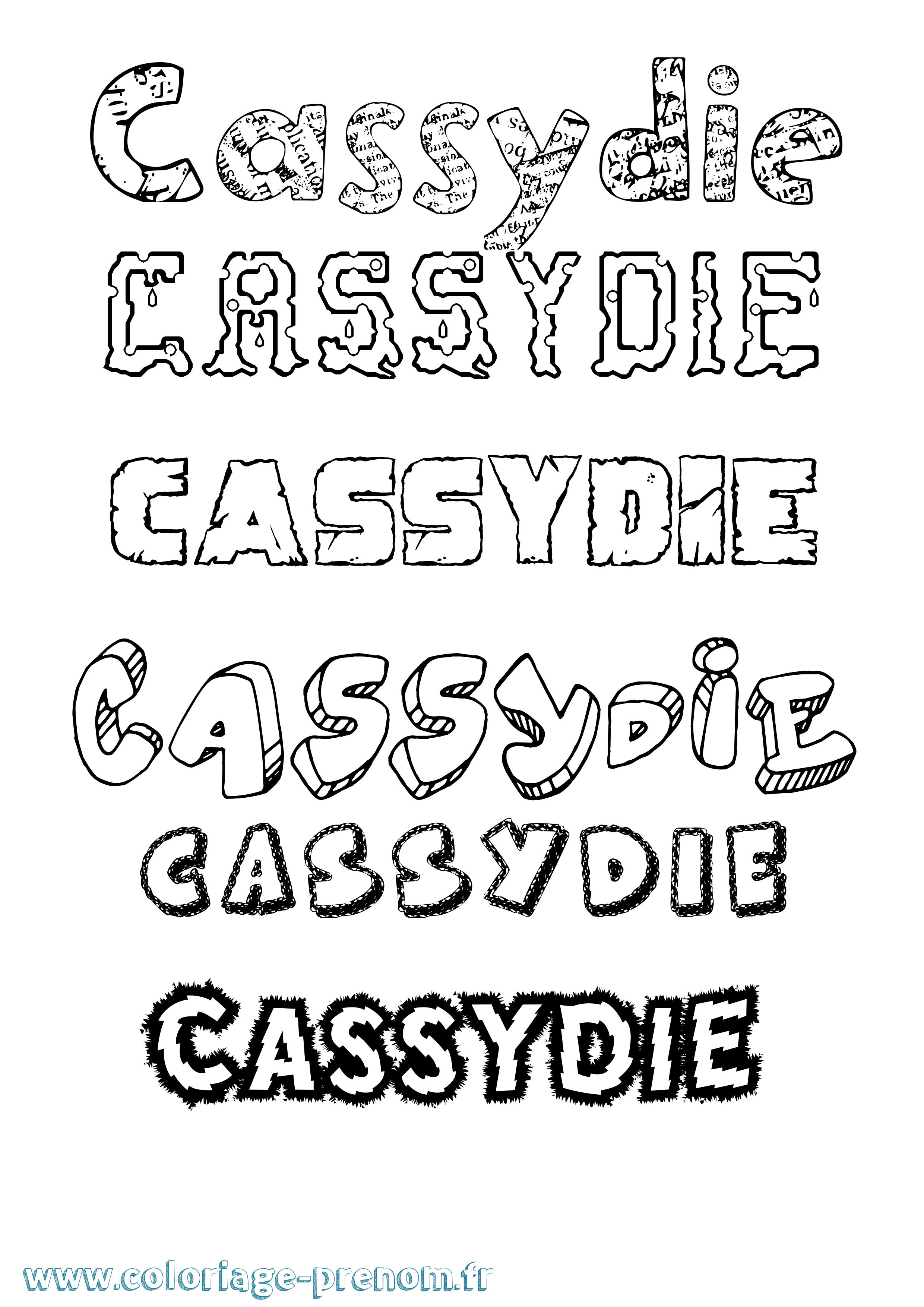 Coloriage Cassydie Destructuré Coloriage prénom Cassydie Destructuré