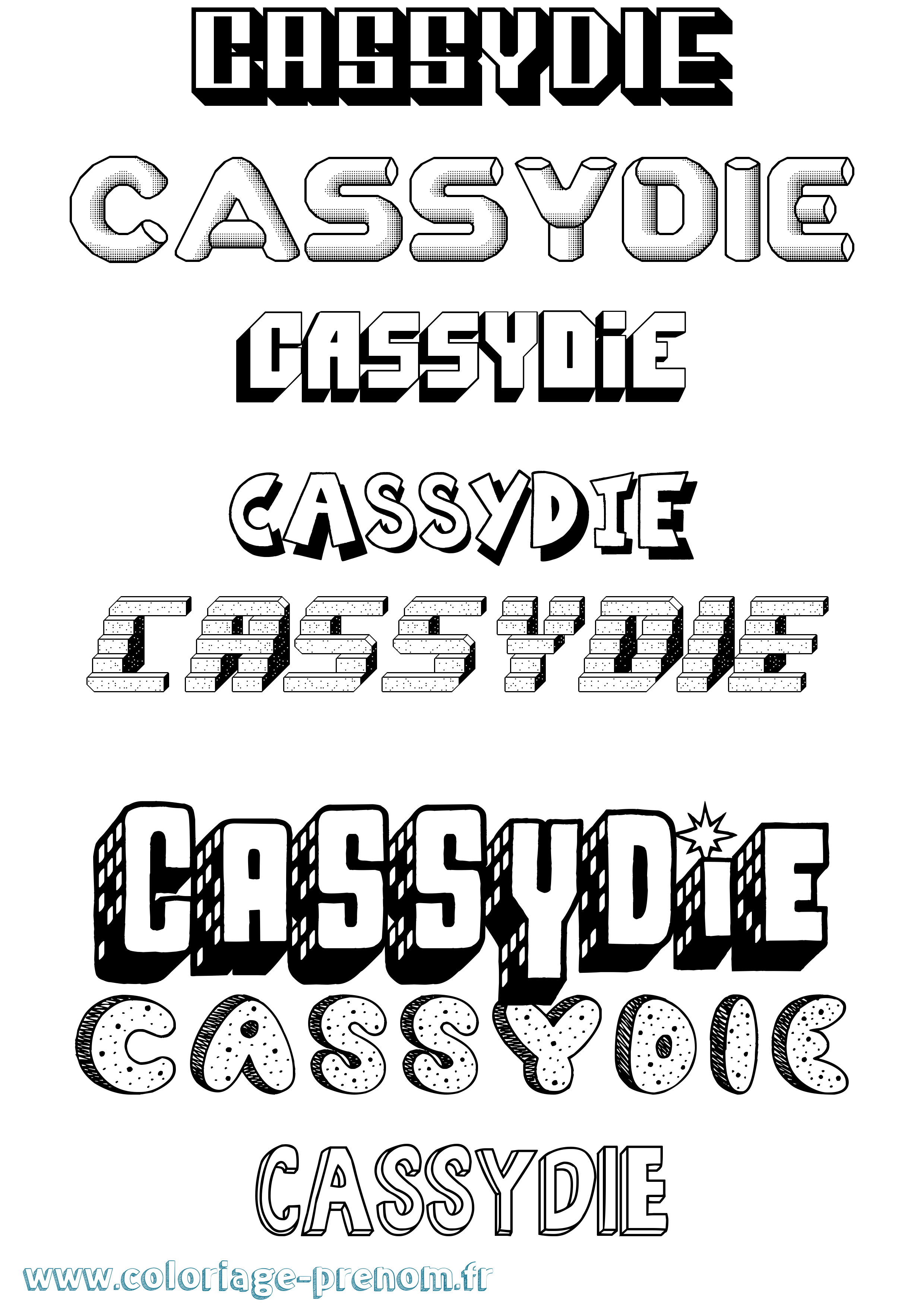 Coloriage Cassydie Effet 3D Coloriage prénom Cassydie Effet 3D