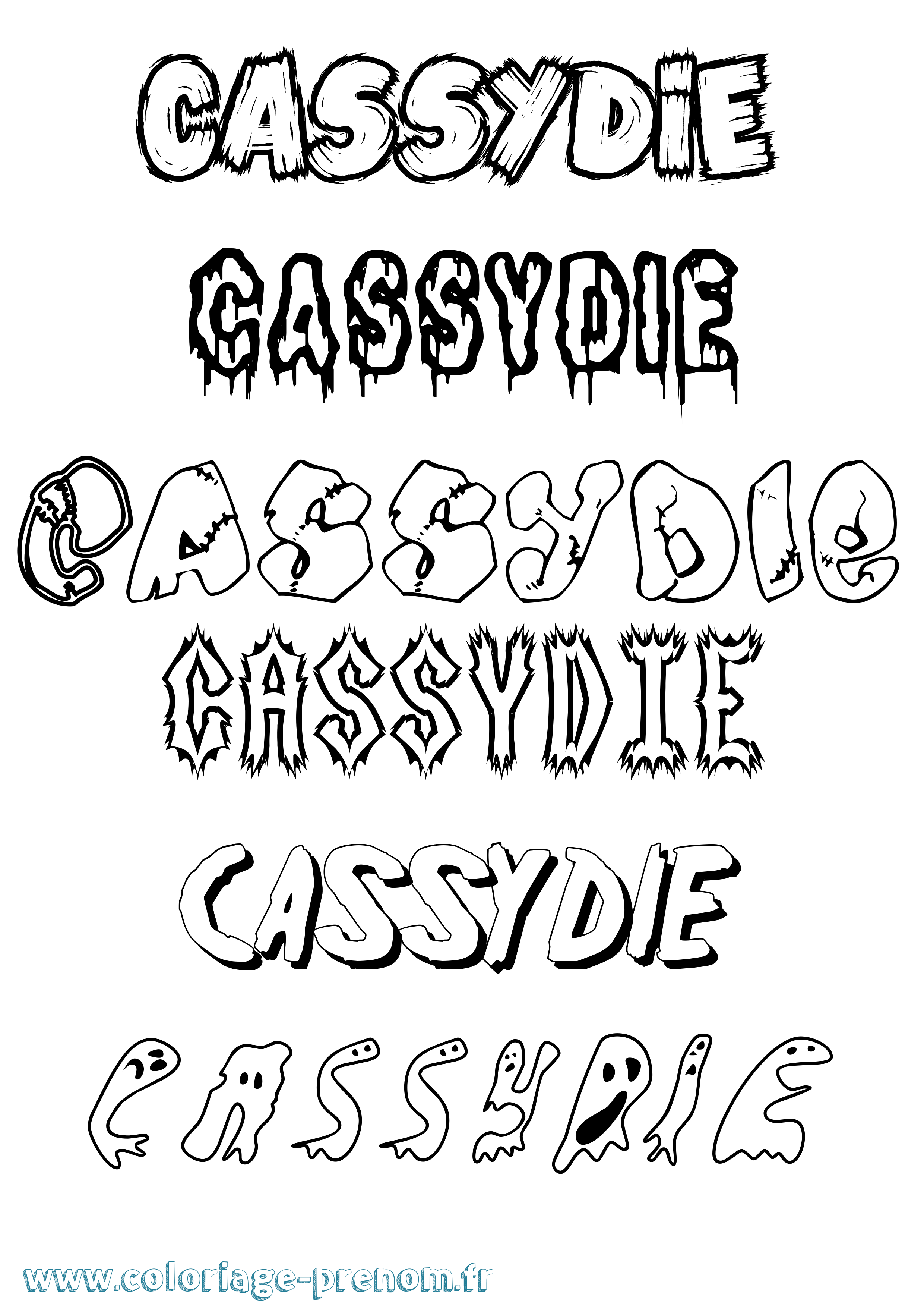 Coloriage Cassydie Frisson Coloriage prénom Cassydie Frisson