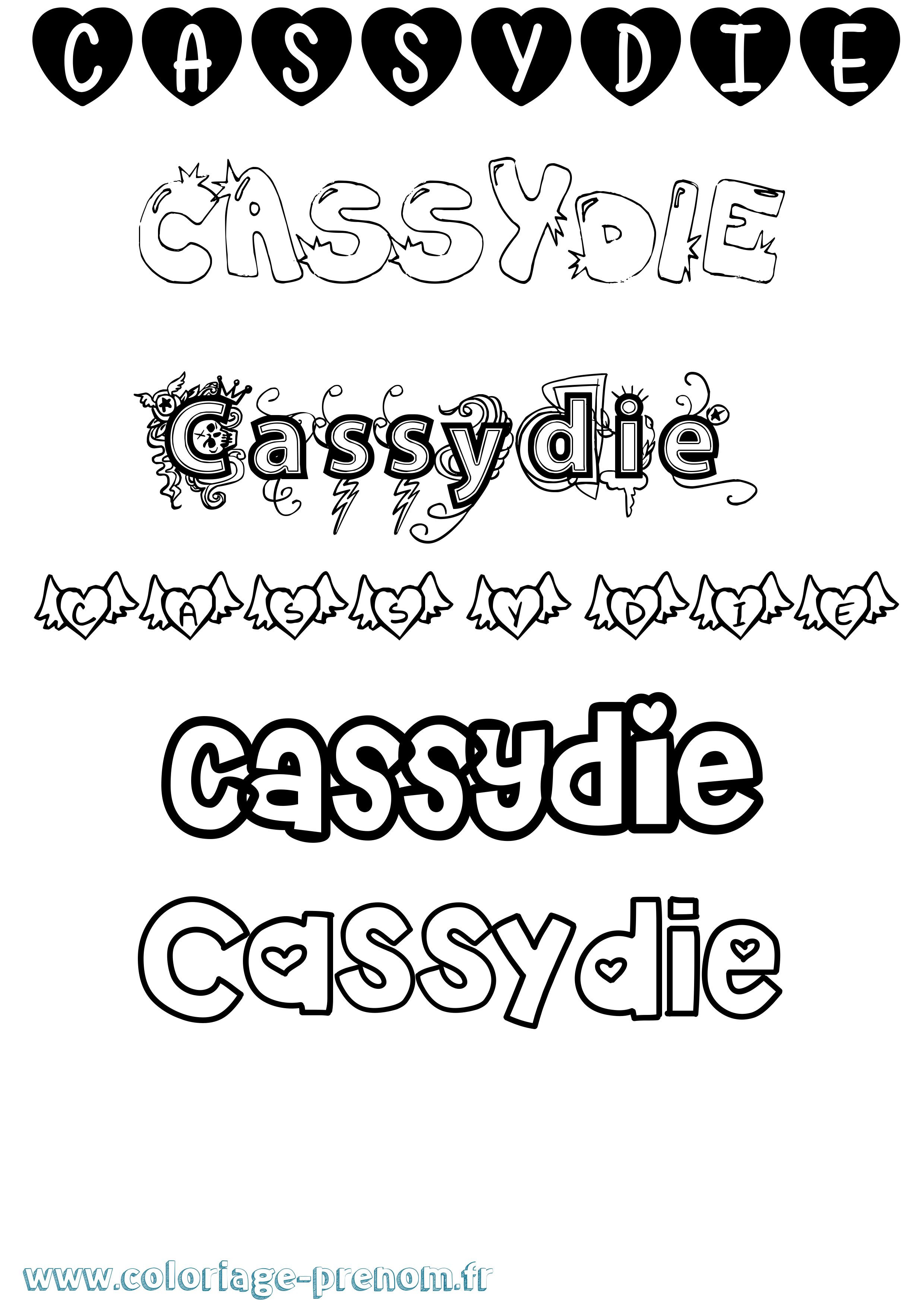Coloriage Cassydie Girly Coloriage prénom Cassydie Girly