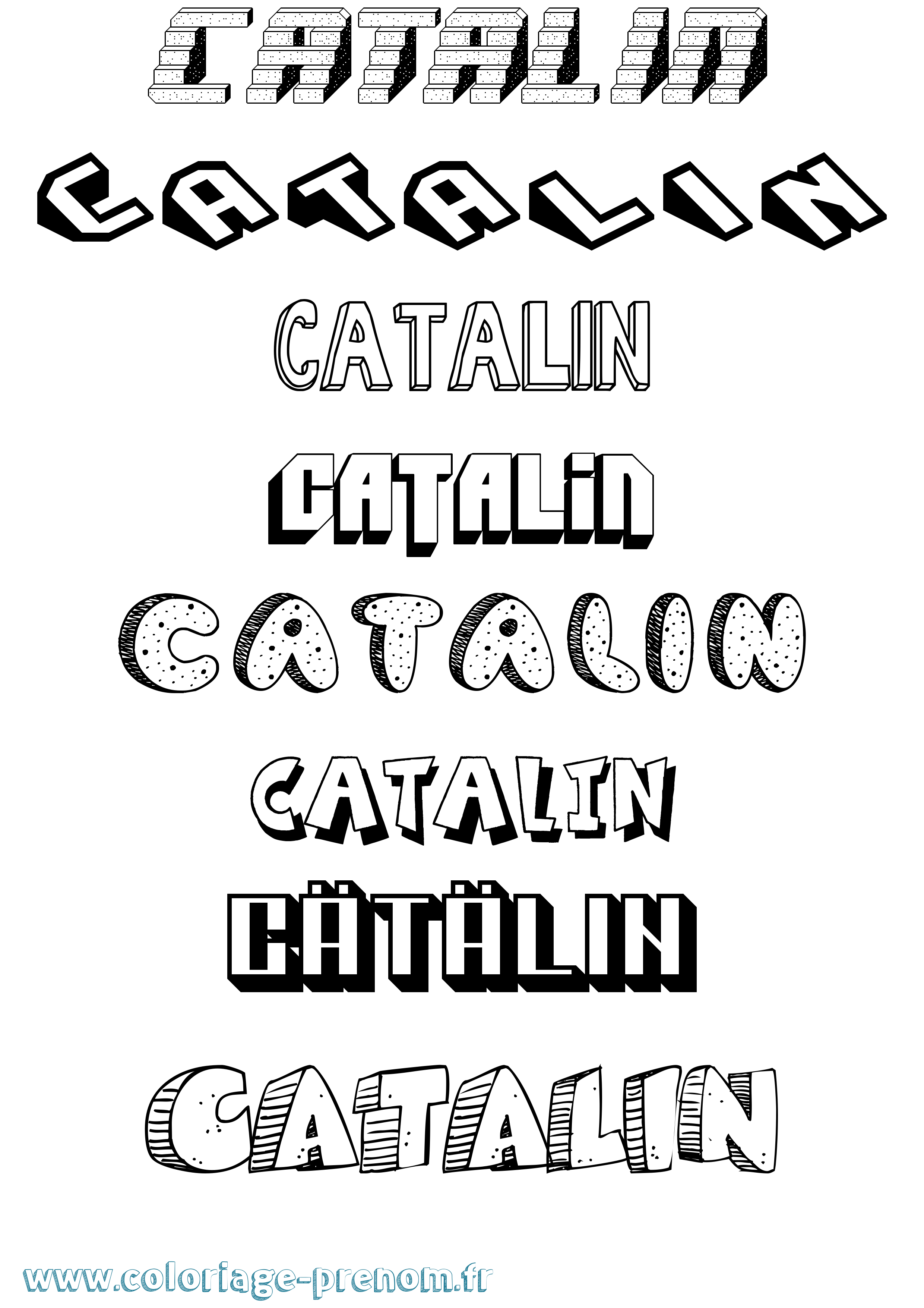 Coloriage Cätälin Effet 3D Coloriage prénom Cätälin Effet 3D