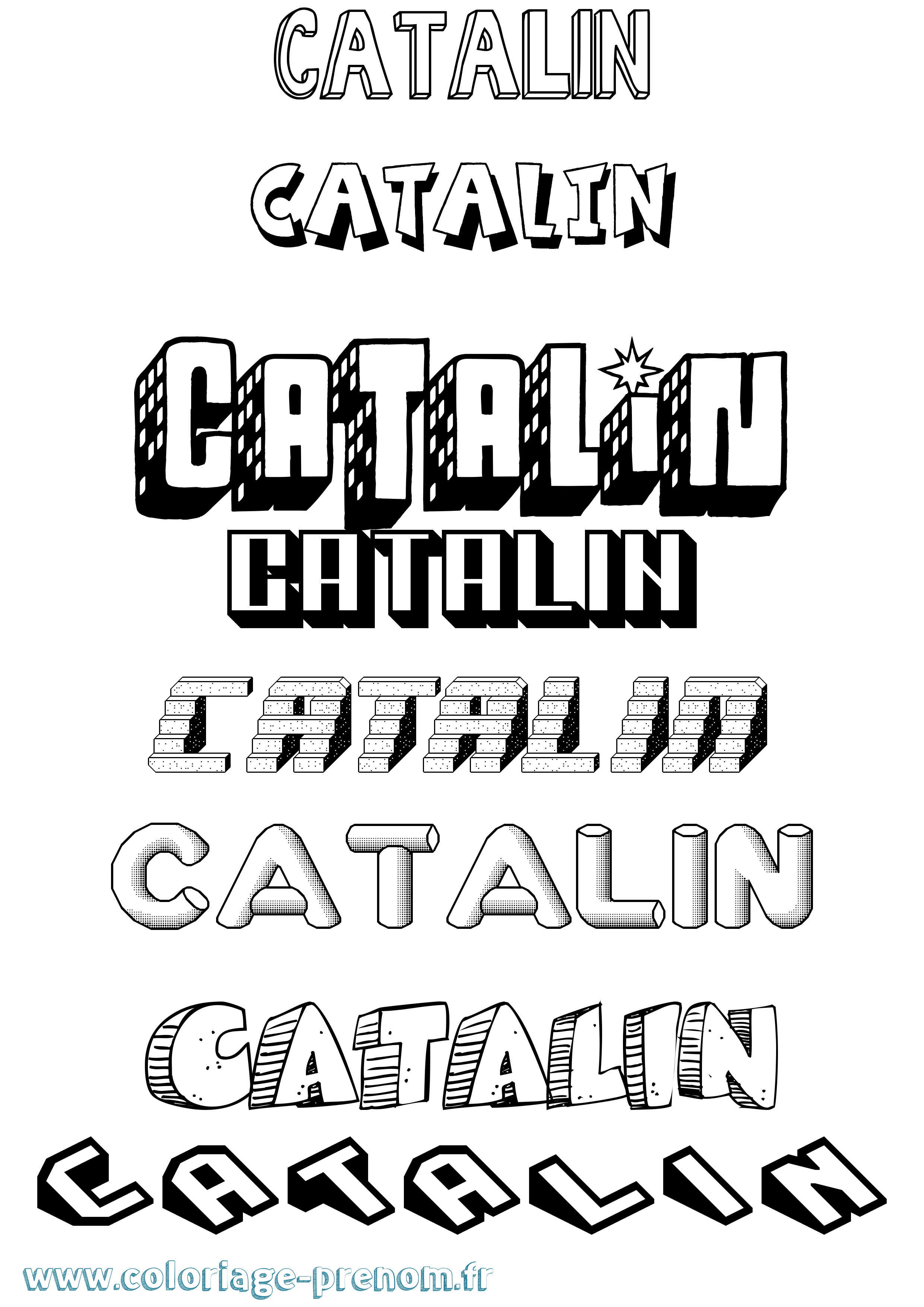 Coloriage Catalin Effet 3D Coloriage prénom Catalin Effet 3D