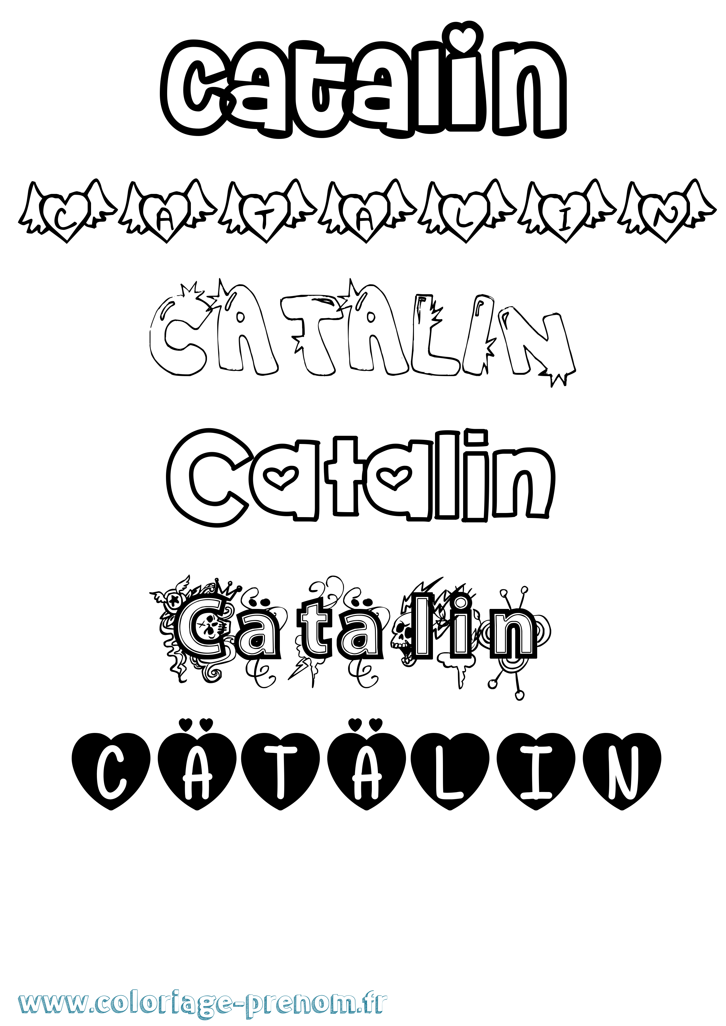 Coloriage Cätälin Girly Coloriage prénom Cätälin Girly