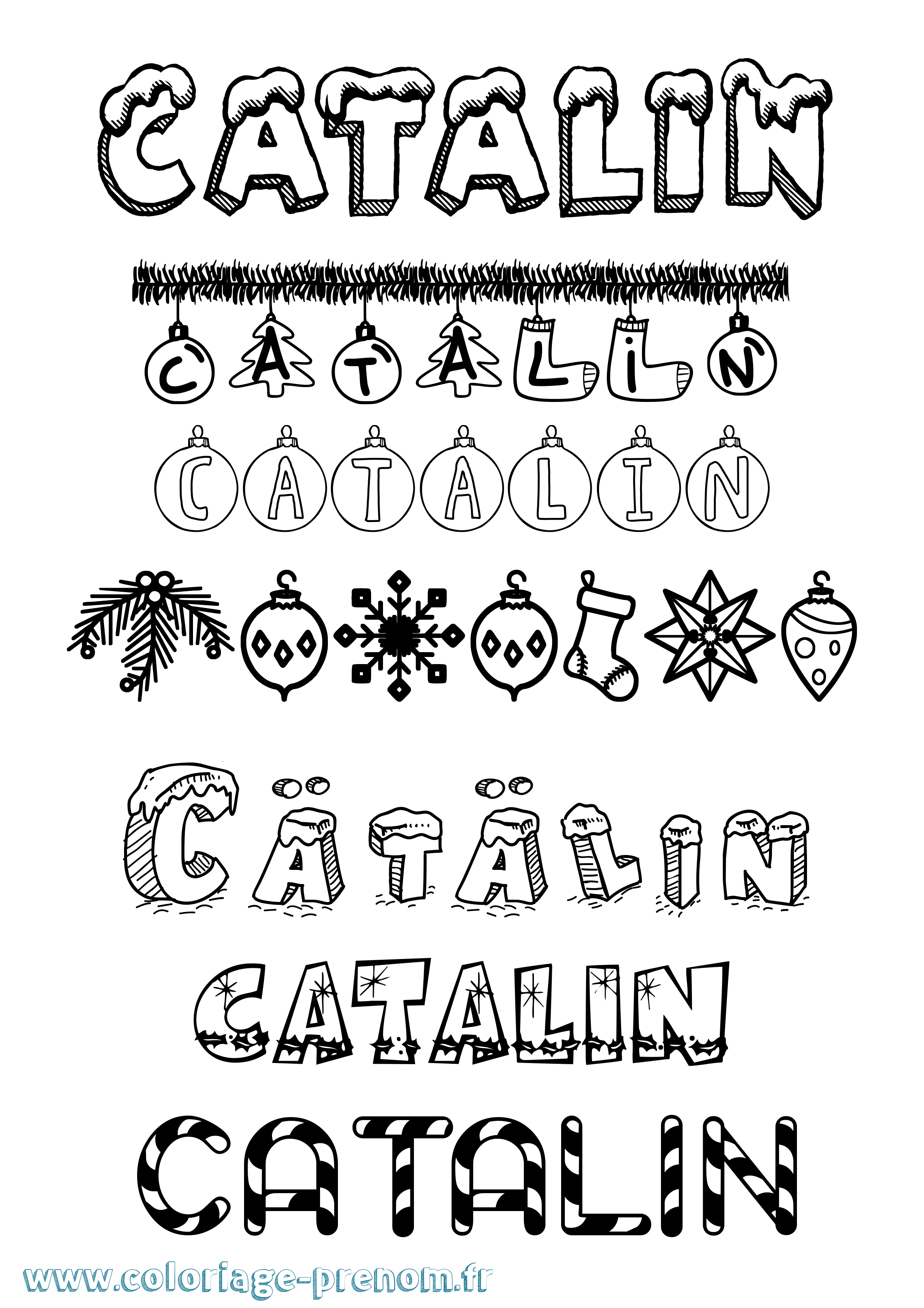 Coloriage Cätälin Noël Coloriage prénom Cätälin Noël