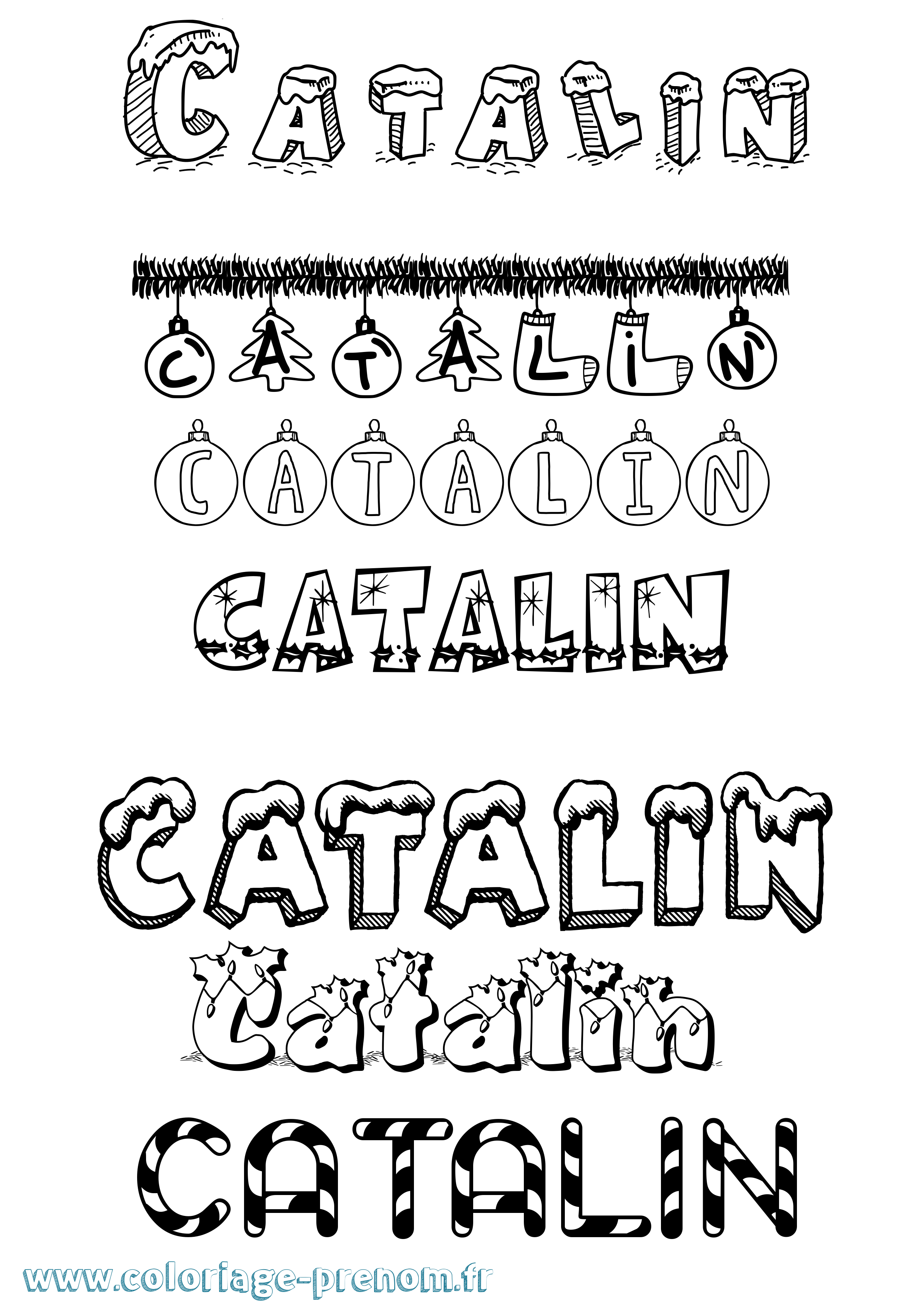 Coloriage Catalin Noël Coloriage prénom Catalin Noël