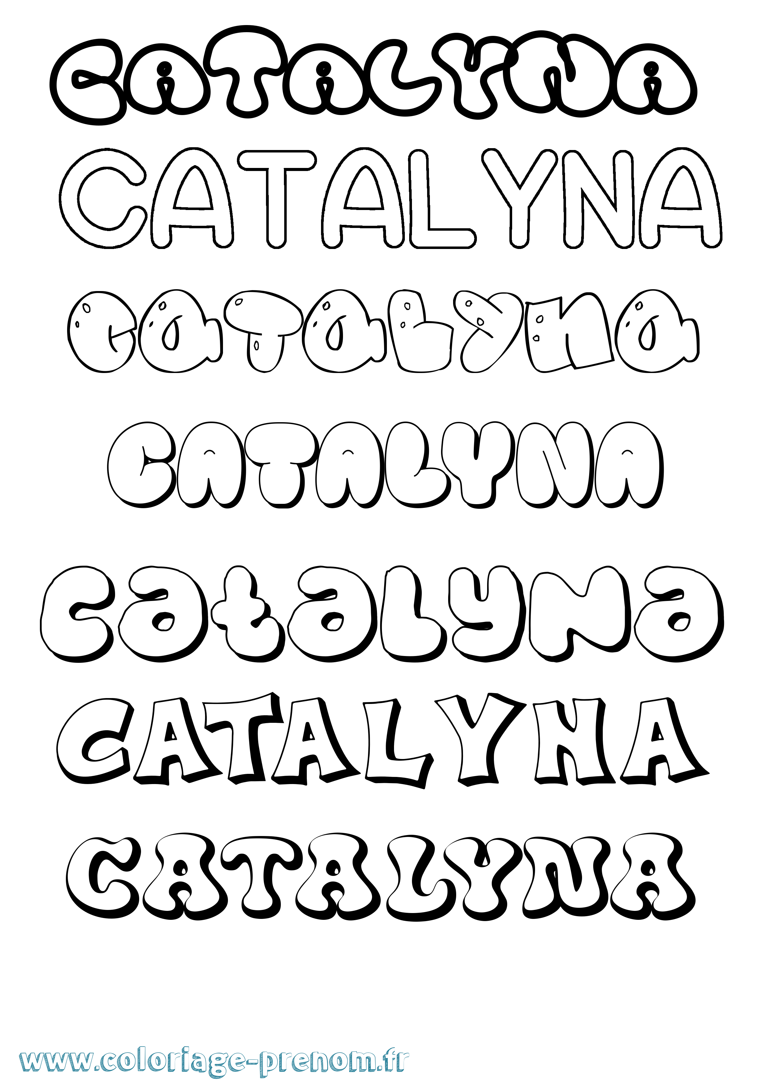 Coloriage Catalyna Bubble Coloriage prénom Catalyna Bubble