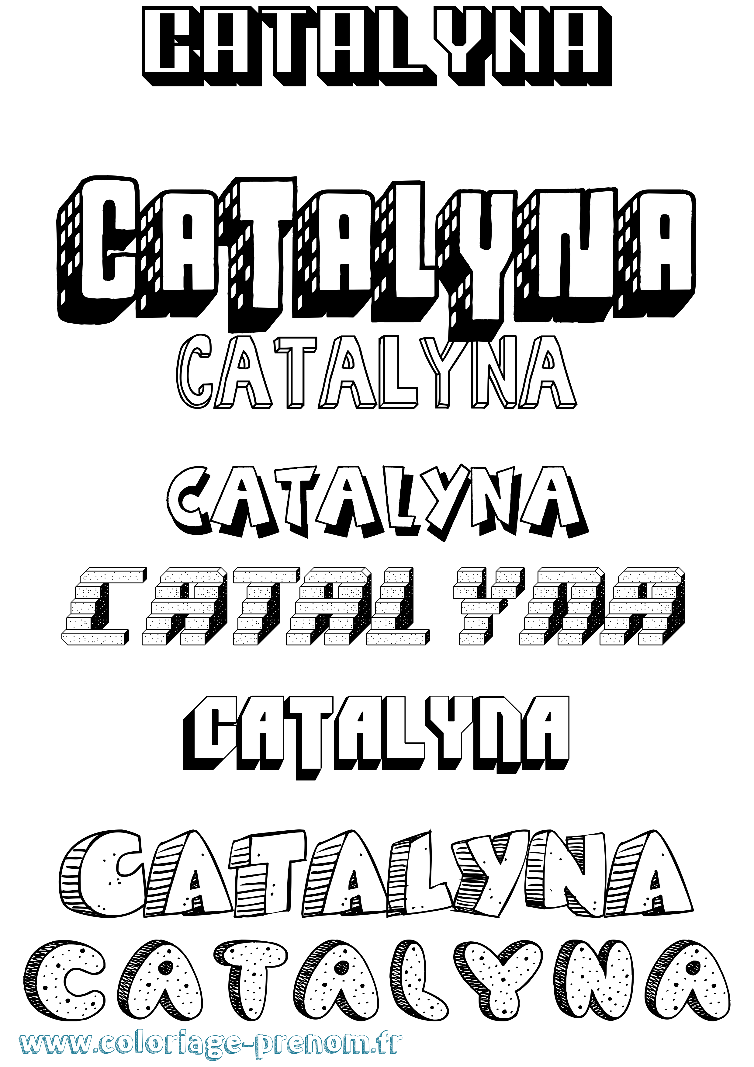 Coloriage Catalyna Effet 3D Coloriage prénom Catalyna Effet 3D