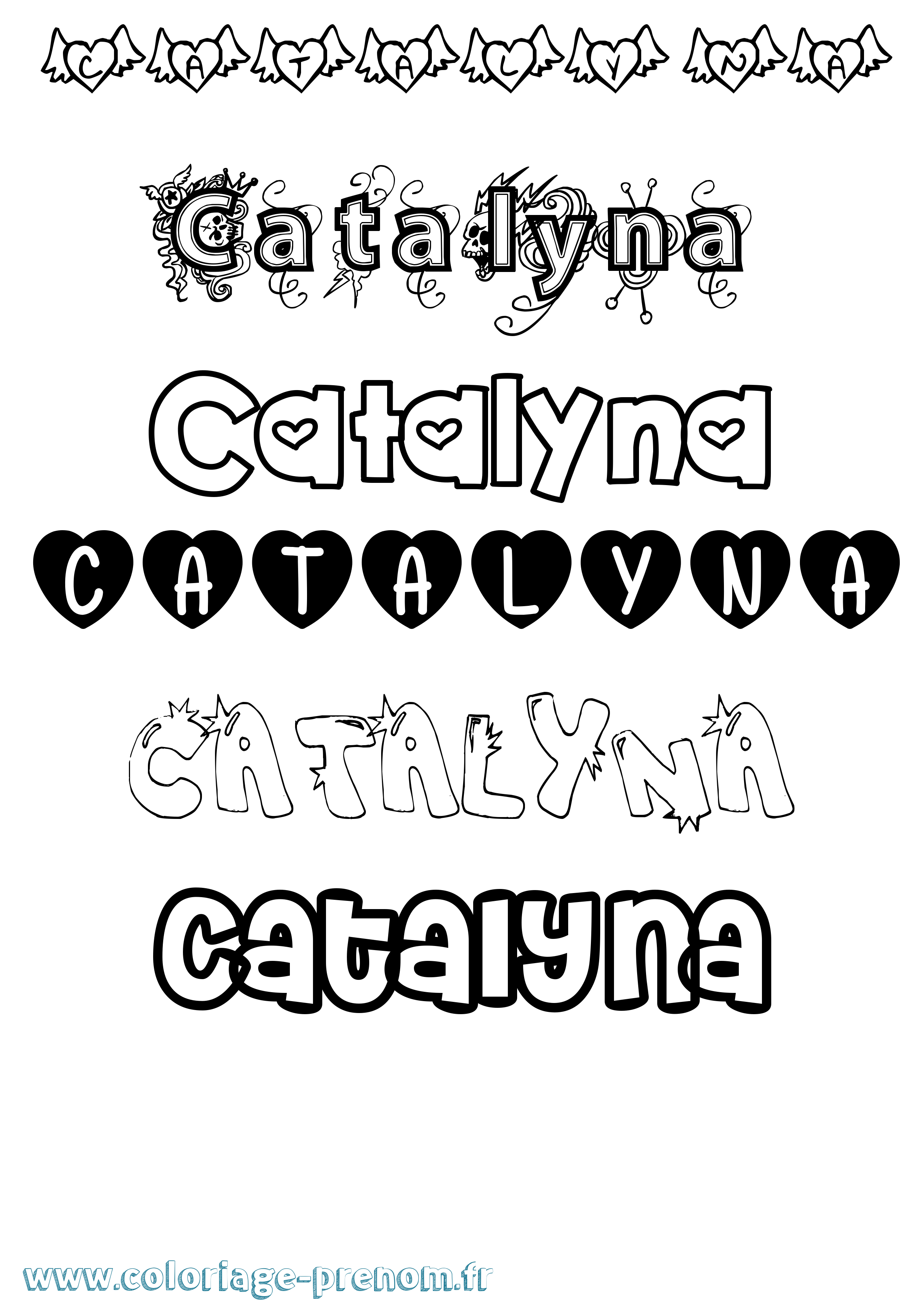 Coloriage Catalyna Girly Coloriage prénom Catalyna Girly