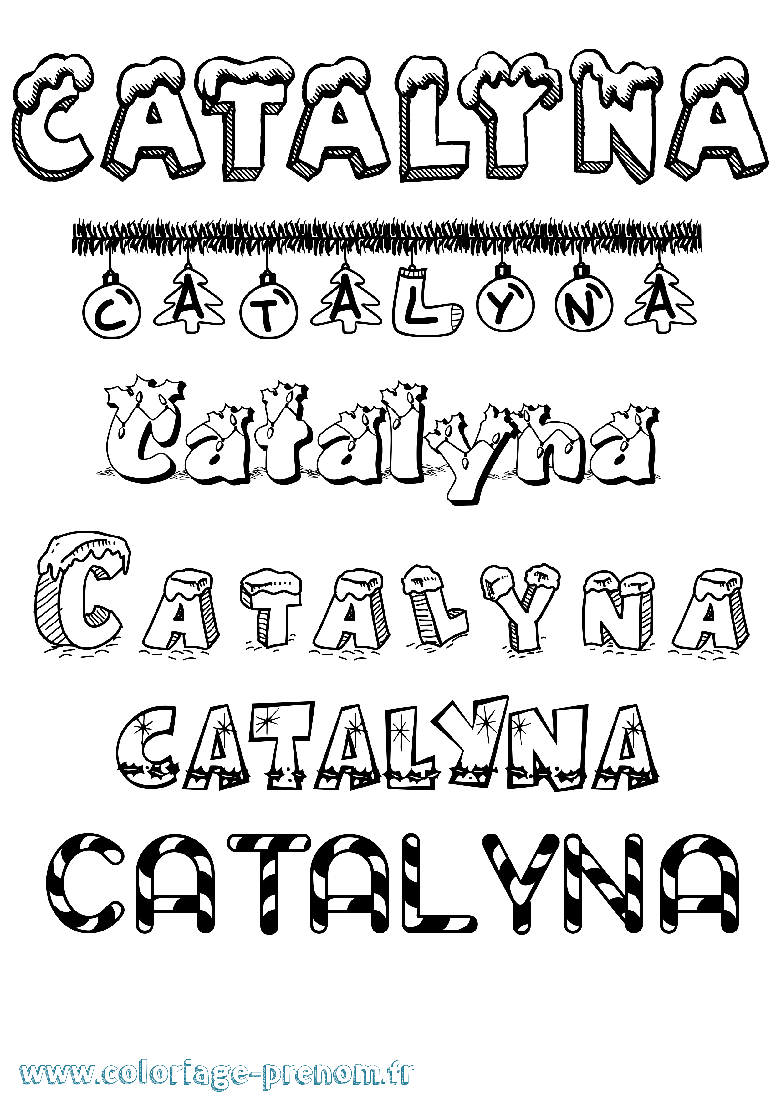 Coloriage Catalyna Noël Coloriage prénom Catalyna Noël