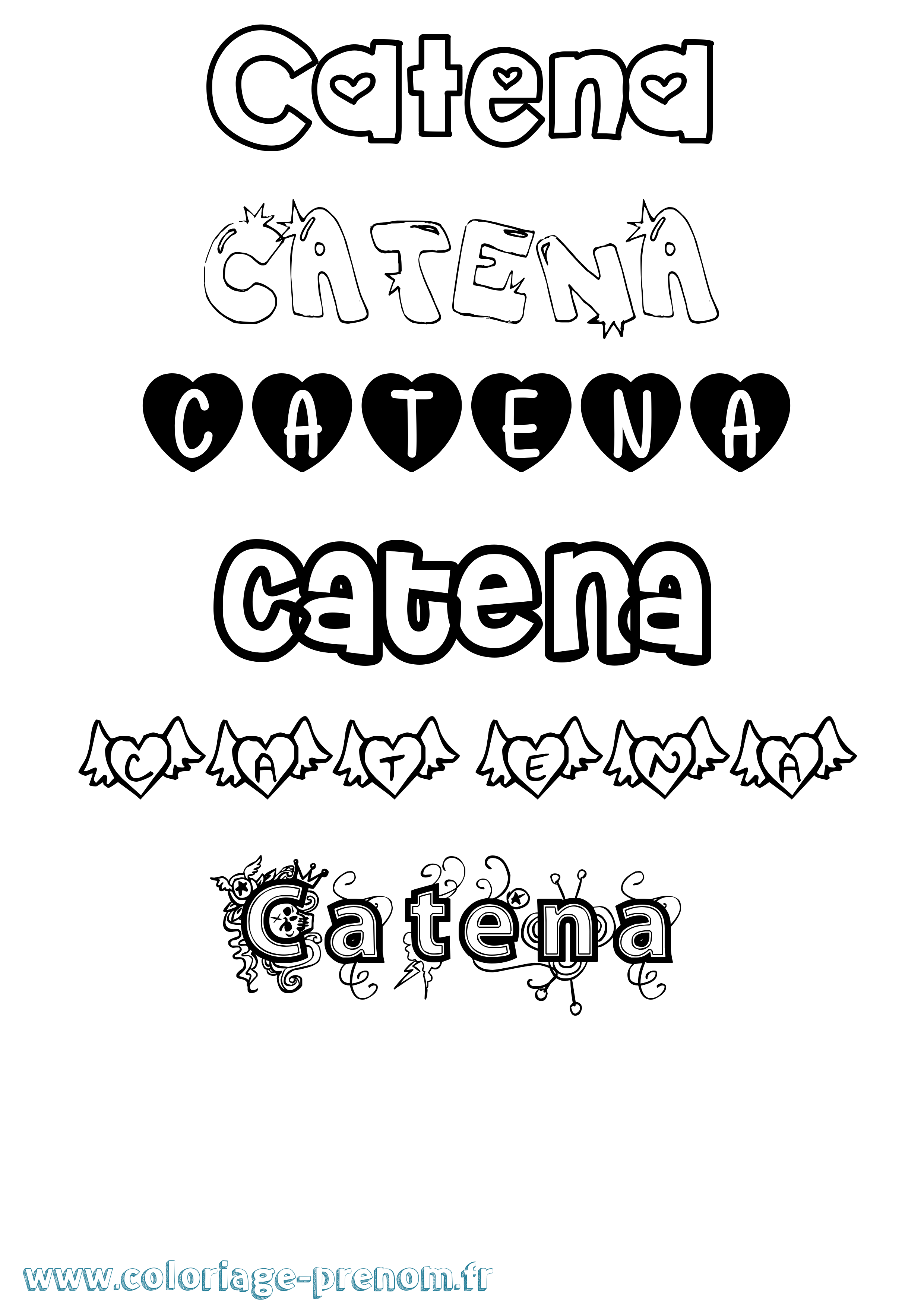 Coloriage Catena Girly Coloriage prénom Catena Girly