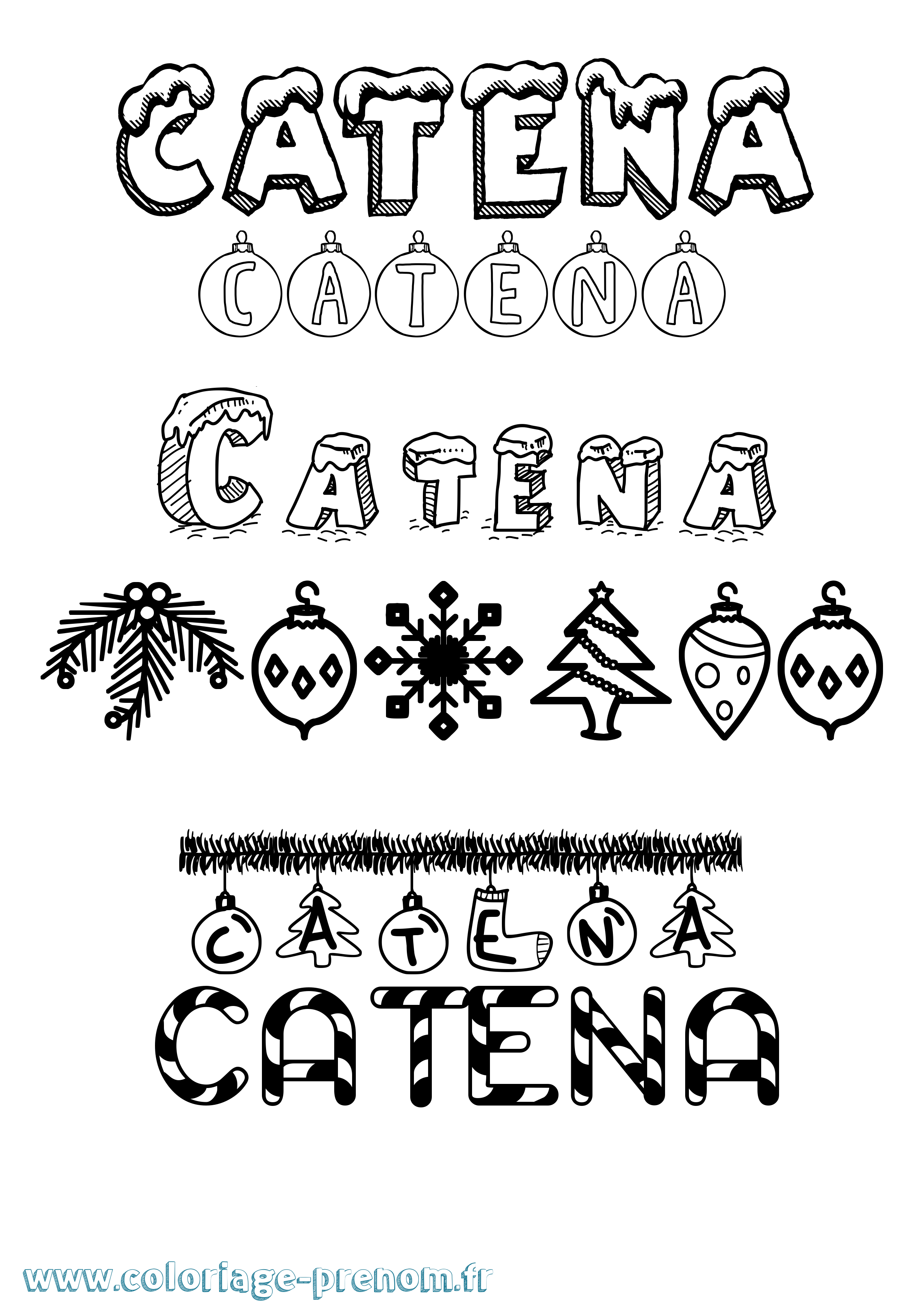 Coloriage Catena Noël Coloriage prénom Catena Noël